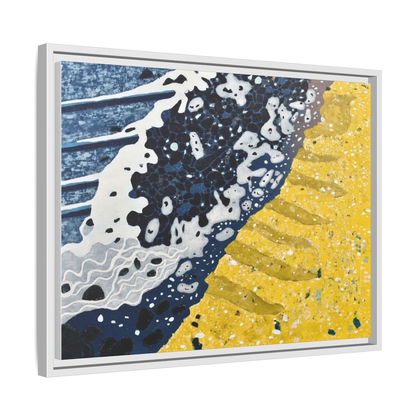 Framed Abstract Ocean & Sand Matte Canvas Print