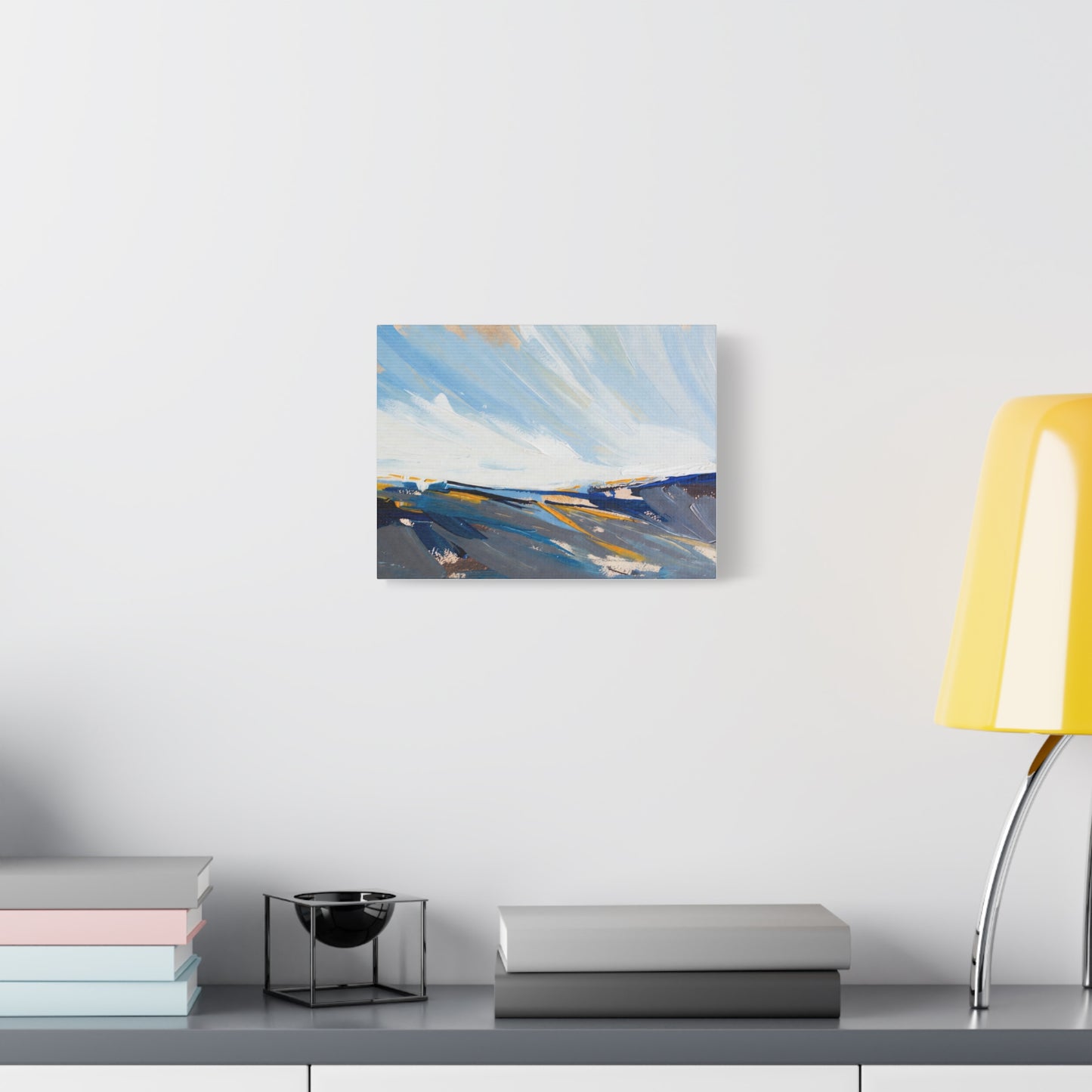 Abstract Coastal Landscape Canvas Print — Blue Sky Seascape Wall Art