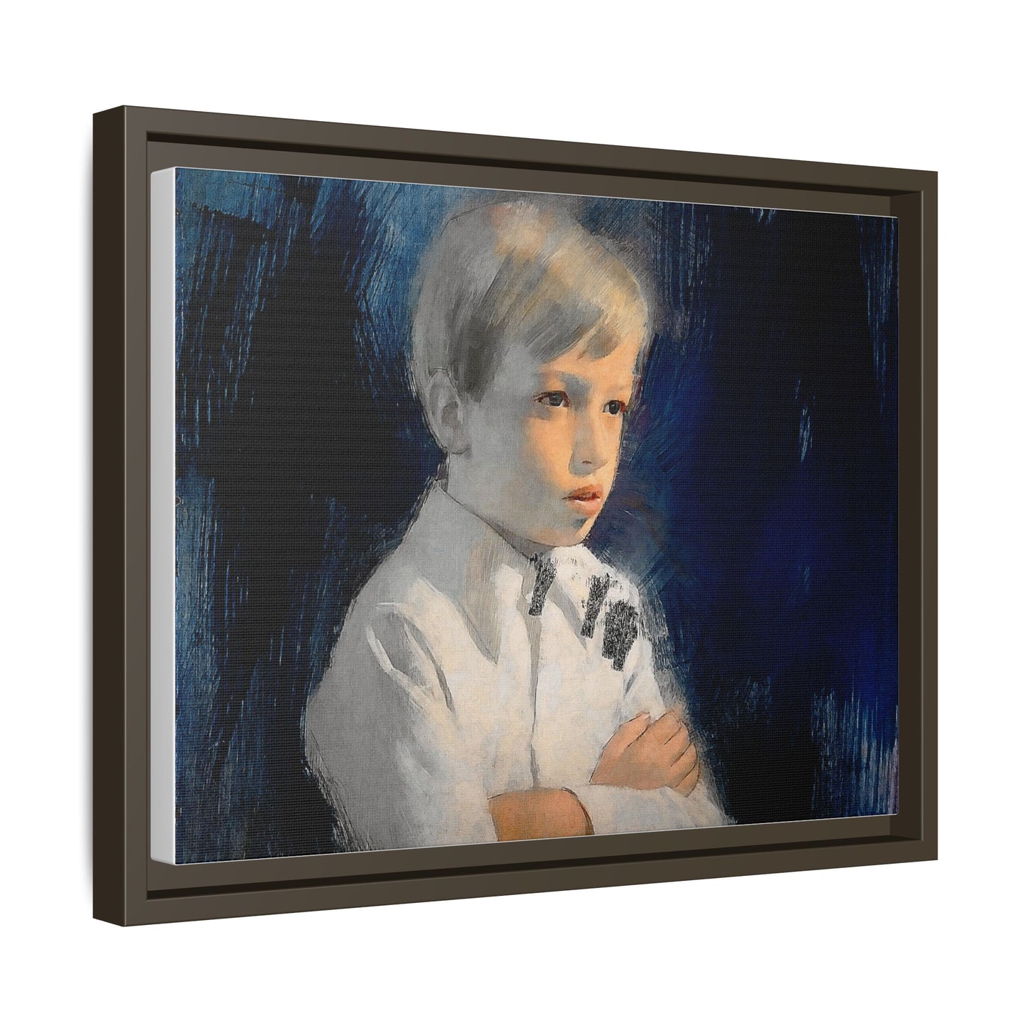 Painting of boy by Unknown Artist Framed Matte Canvas Wall Art Print