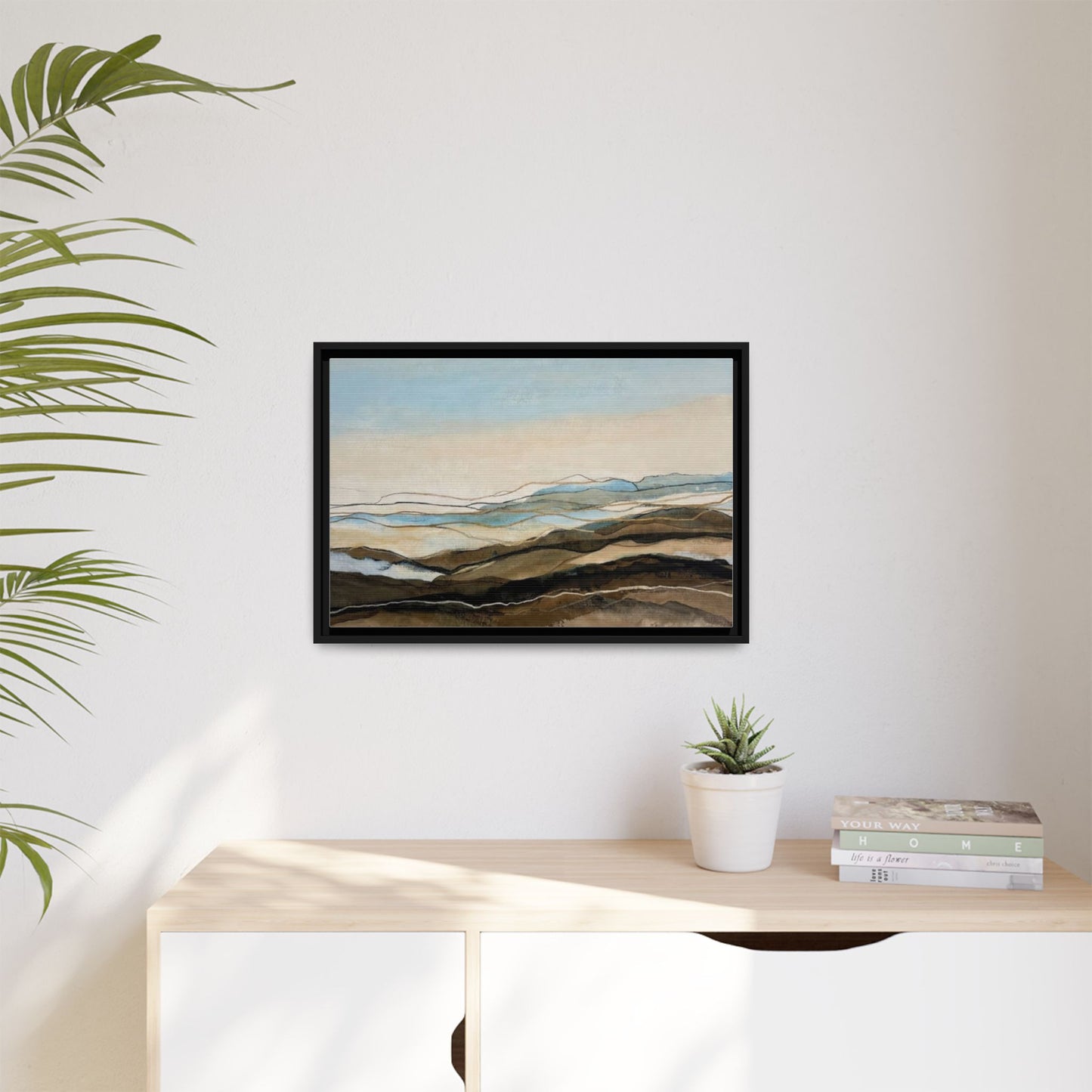 Framed Matte Canvas Print — Abstract Coastal Landscape Wall Art