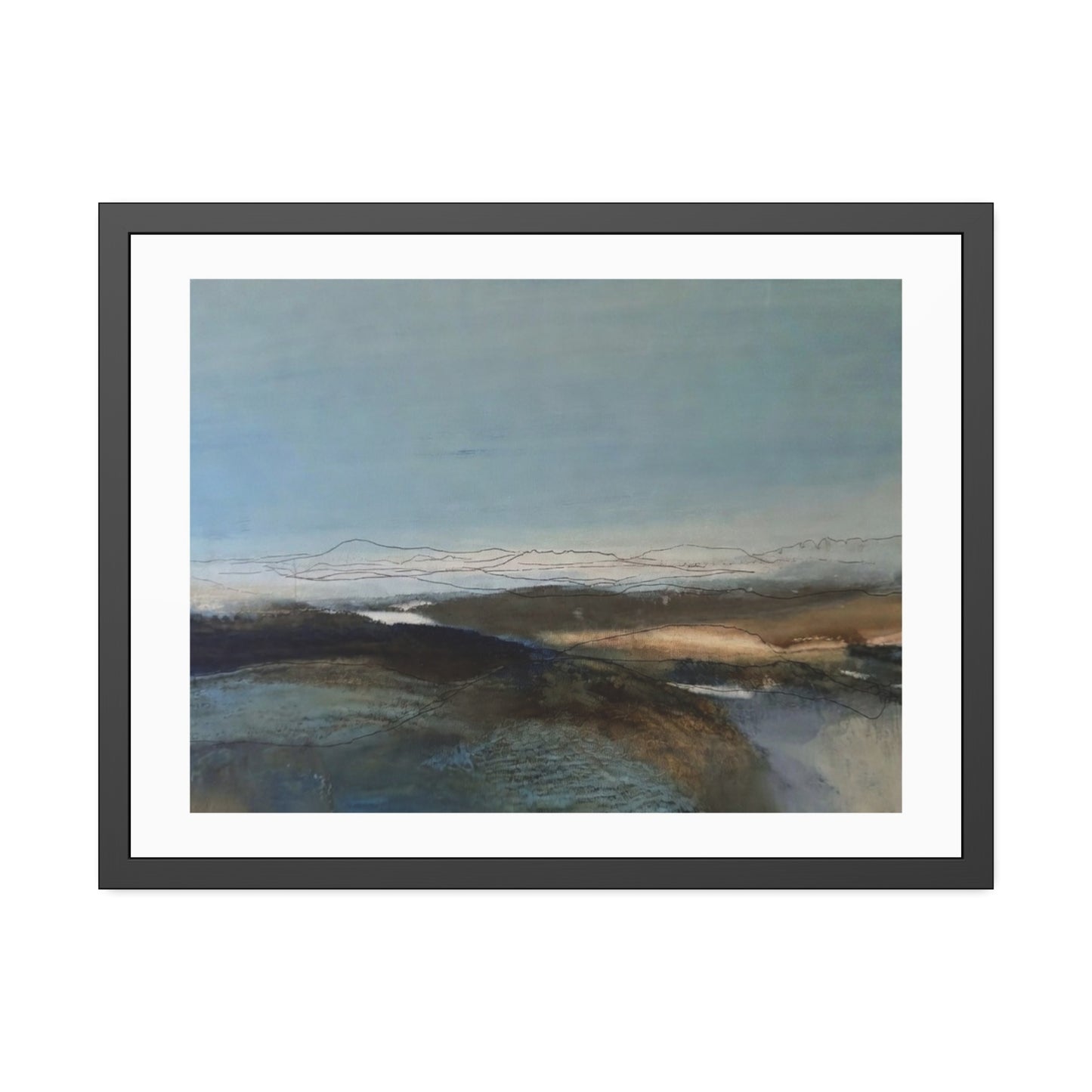 Framed Landscape Poster — Serene Blue Abstract Wall Art