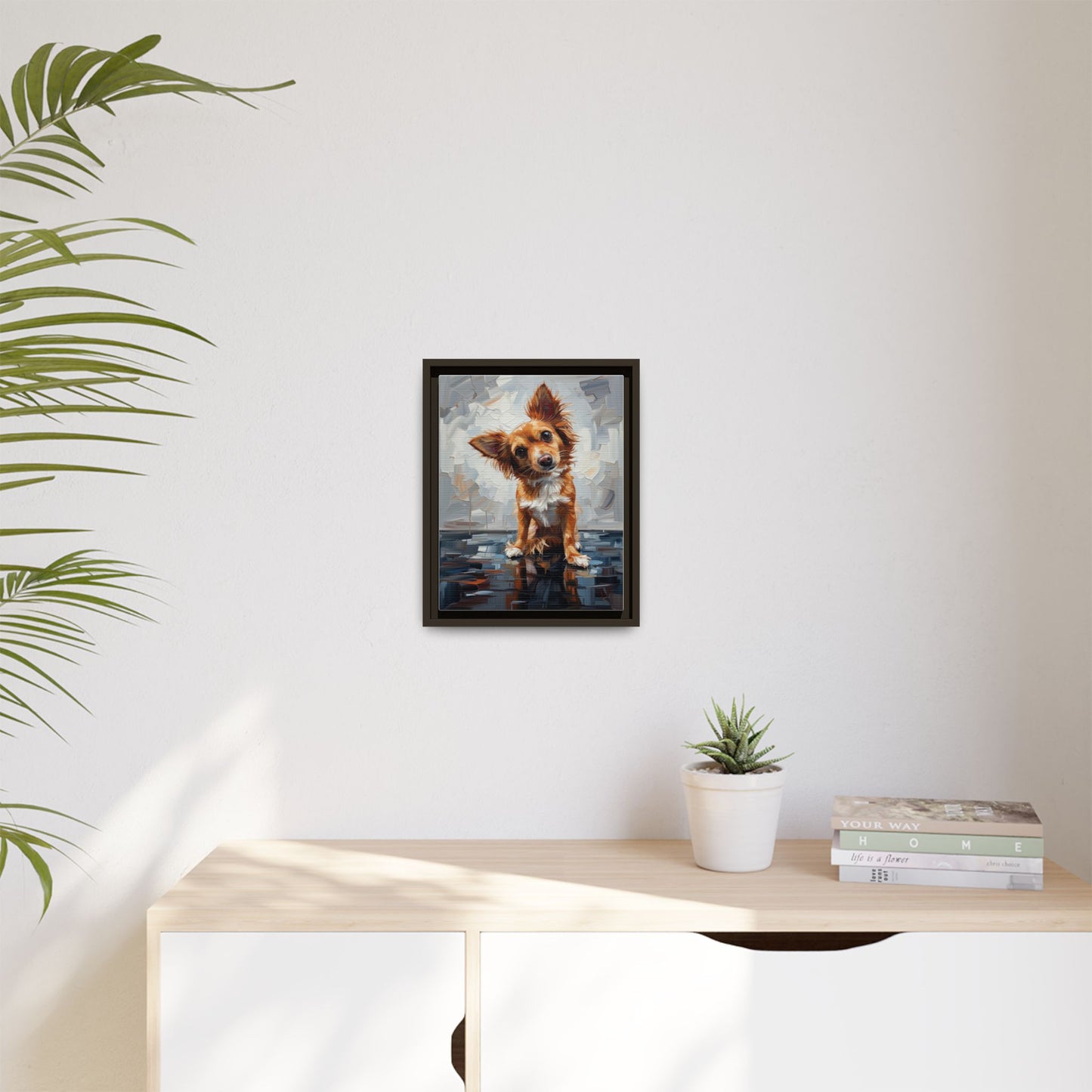 Framed Matte Canvas Print — Playful Brown Dog Portrait