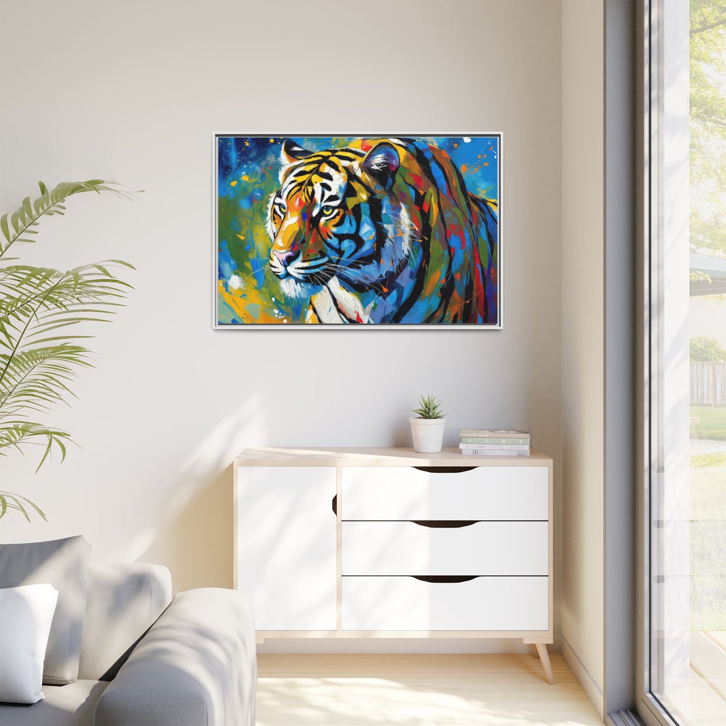Colorful Tiger Matte Canvas Framed Art — Vibrant Wildlife Wall Decor