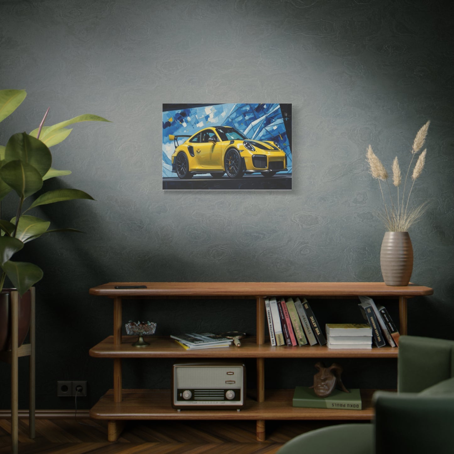 Yellow Porsche Sports Car Canvas Print — Modern Automotive Wall Art