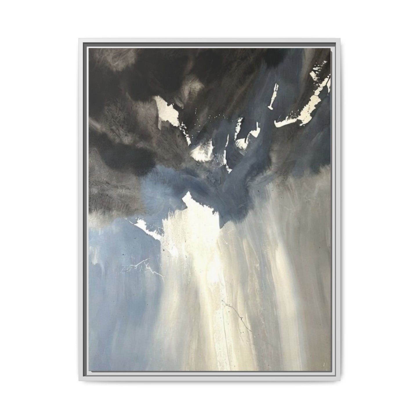 Framed Matte Canvas Art — Moody Abstract Sky Painting