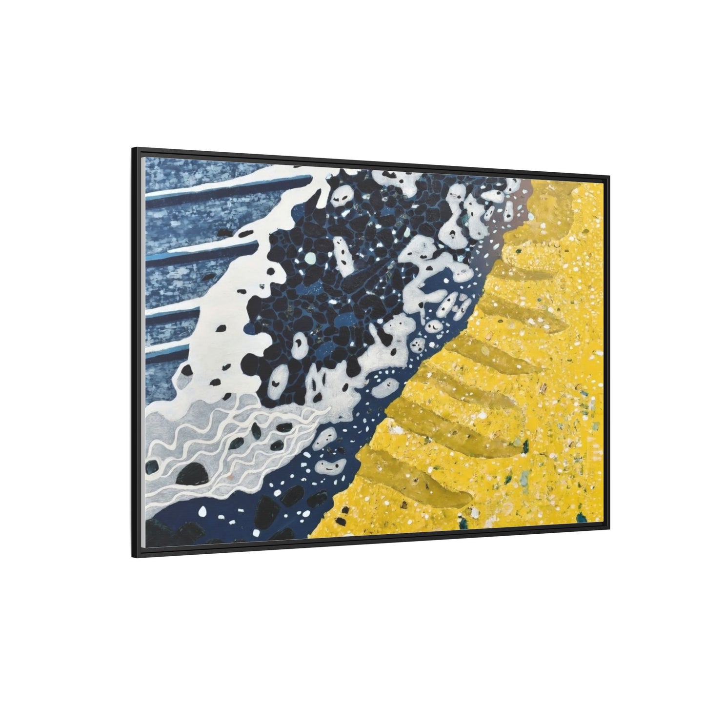 Framed Abstract Ocean & Sand Matte Canvas Print