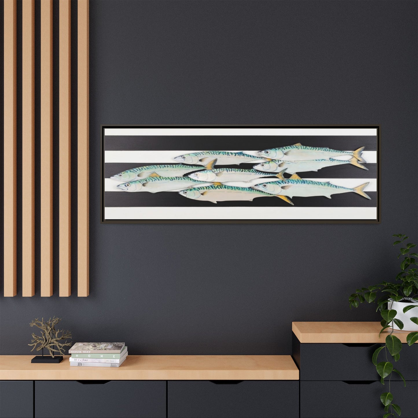 Striped Mackerel Canvas Print — Framed Matte Fish Wall Art