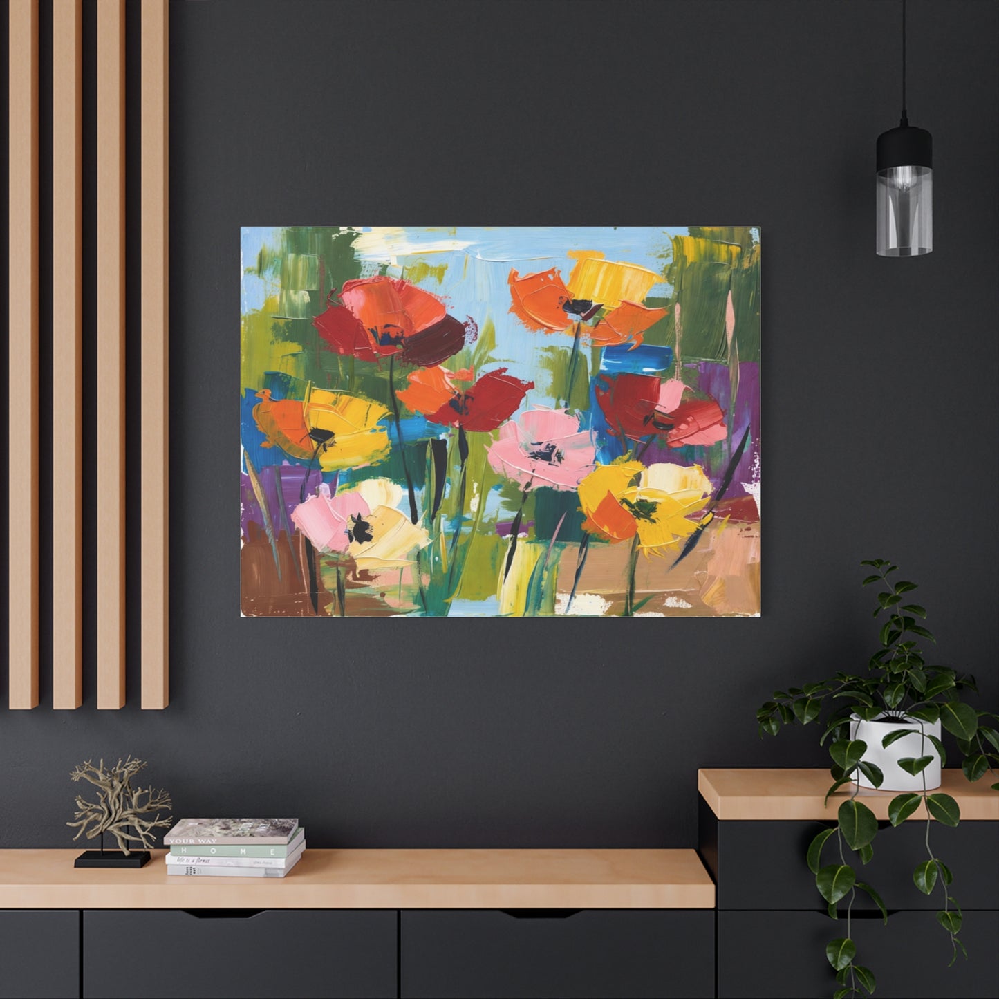 Colorful Abstract Floral Canvas Wall Art — Matte Stretched 1.25"
