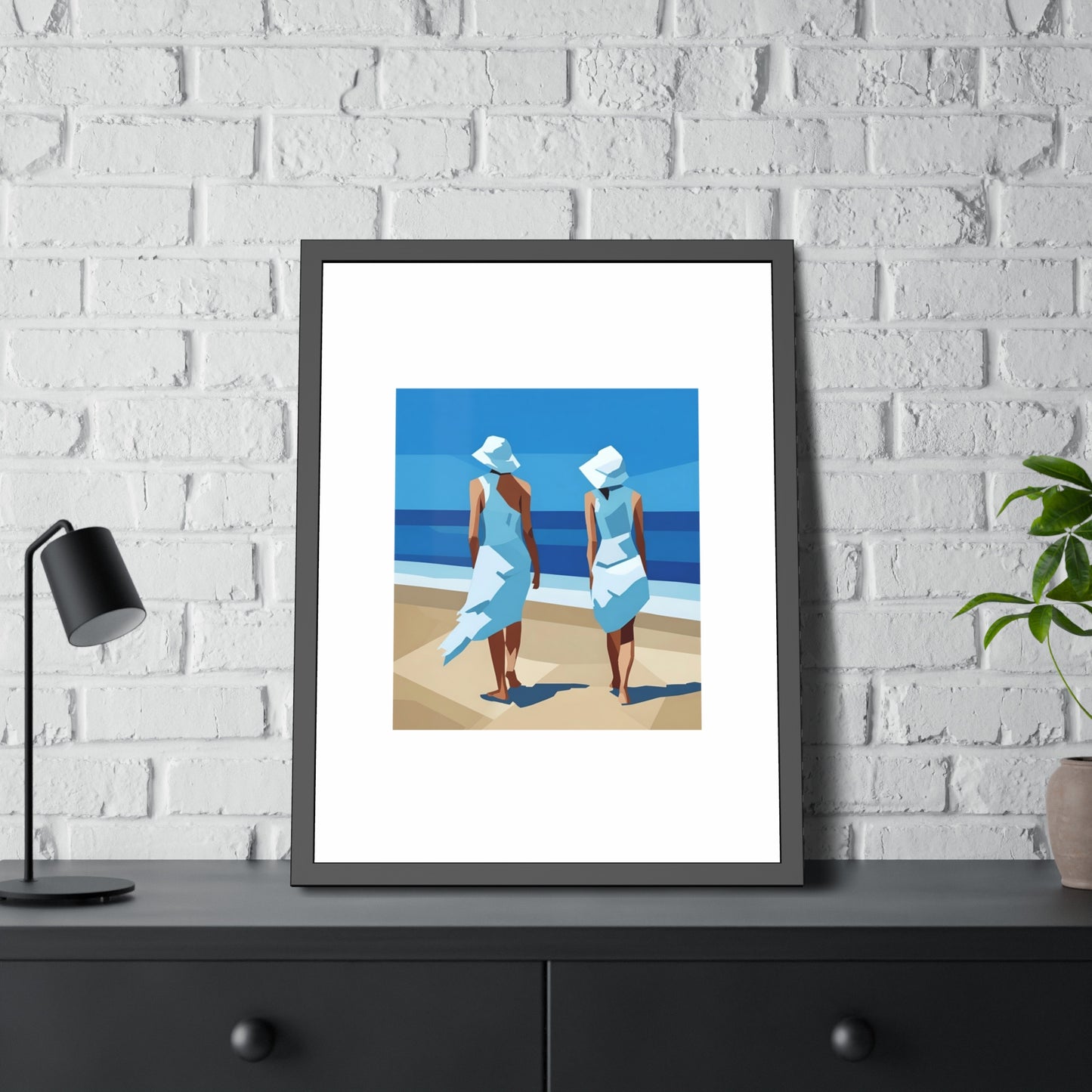 Framed Beach Poster — Vintage Coastal Art Print