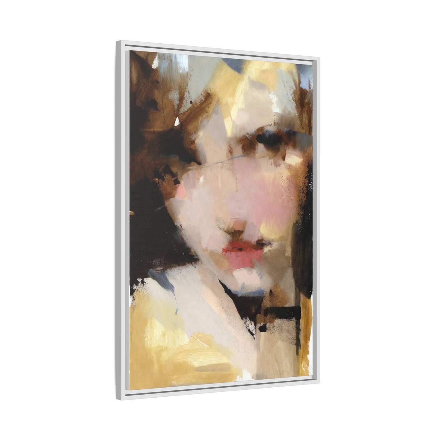 Abstract Portrait Matte Canvas Framed Print — Modern Feminine Wall Art