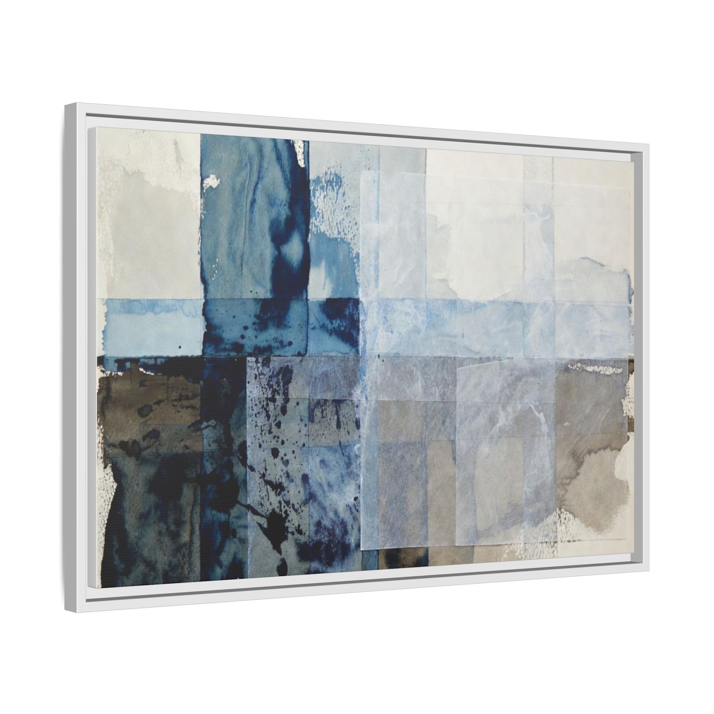 Abstract Coastal Blue Framed Canvas Art
