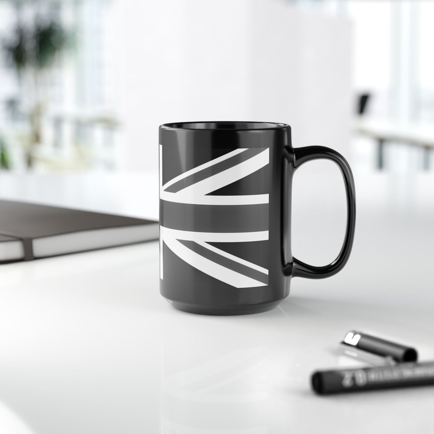 Black Union Jack Mug – Monochrome British Flag Coffee Cup (11oz & 15oz)