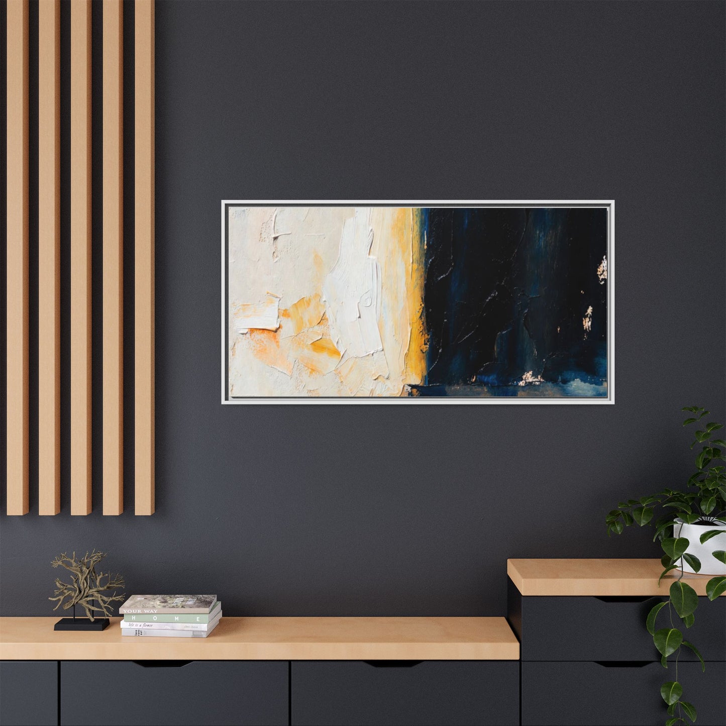 Abstract Coastal Texture Framed Canvas Art — Matte Multi-Color Wall Print