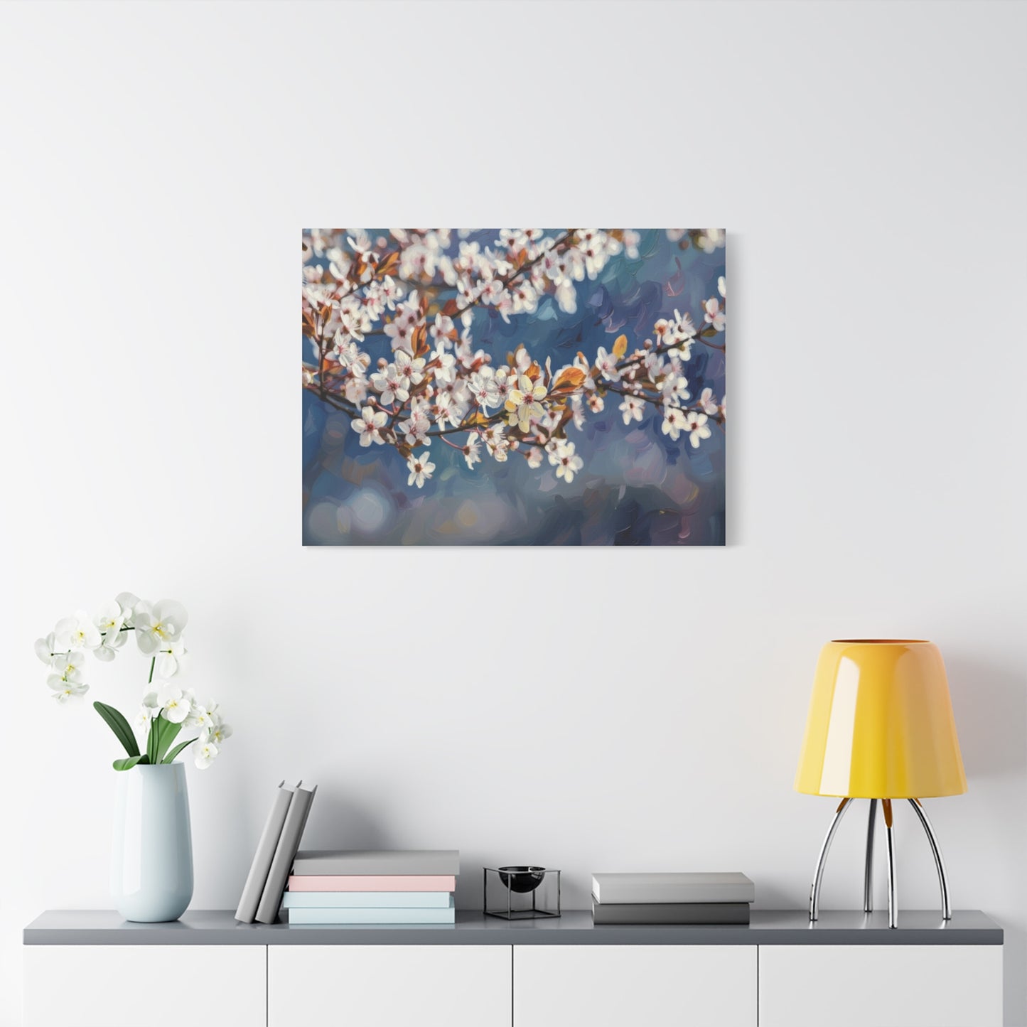 Cherry Blossom Branch Matte Canvas Wall Art — Spring Floral Print