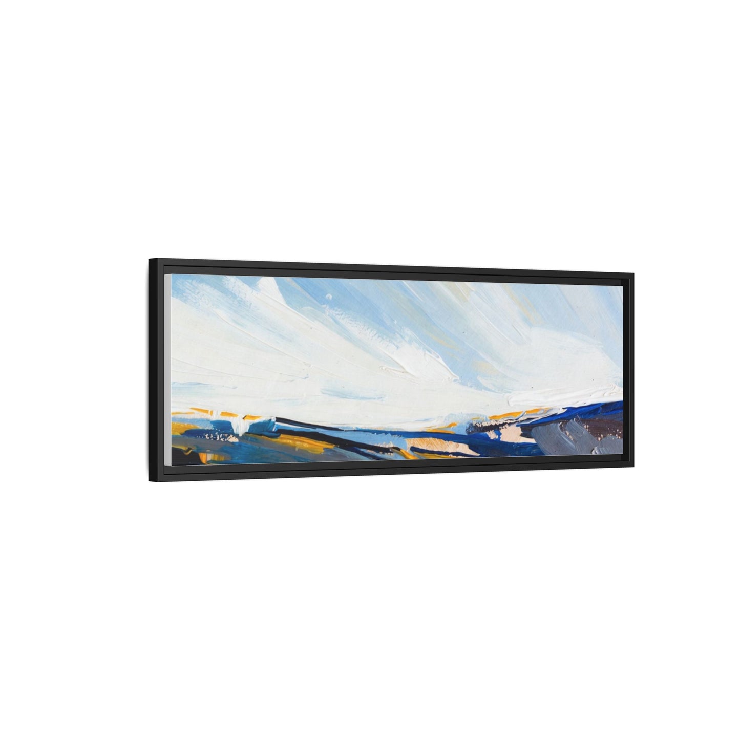 Framed Abstract Seascape Canvas Print — Matte Multi‑Color Wall Art