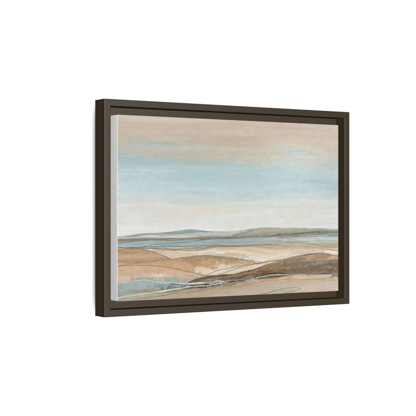 Framed Abstract Landscape Matte Canvas — Serene Coastal Horizon Wall Art