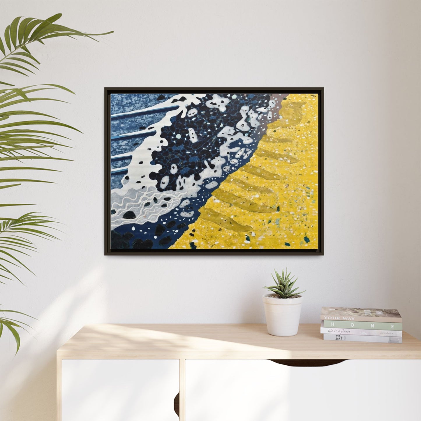 Framed Abstract Ocean & Sand Matte Canvas Print