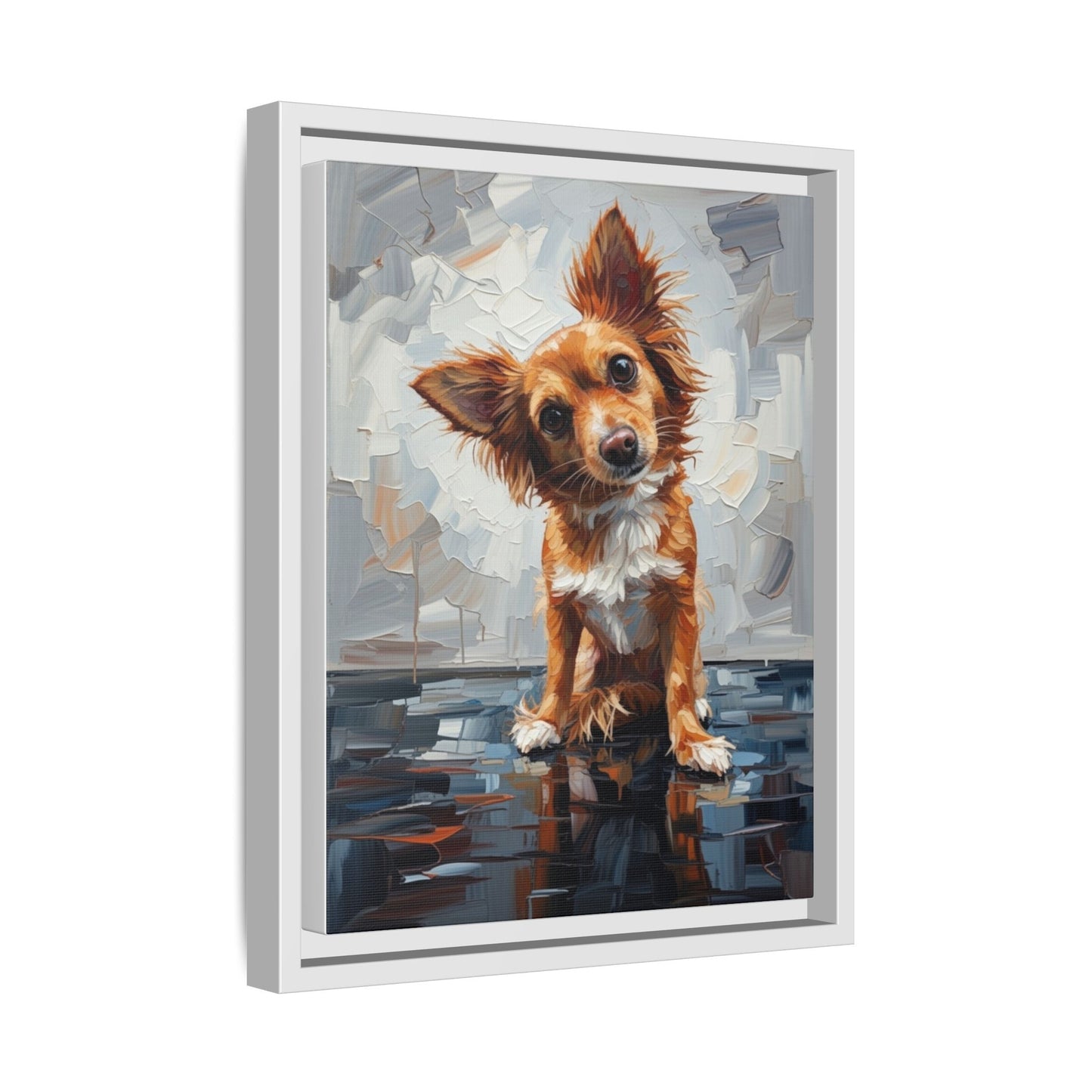 Framed Matte Canvas Print — Playful Brown Dog Portrait
