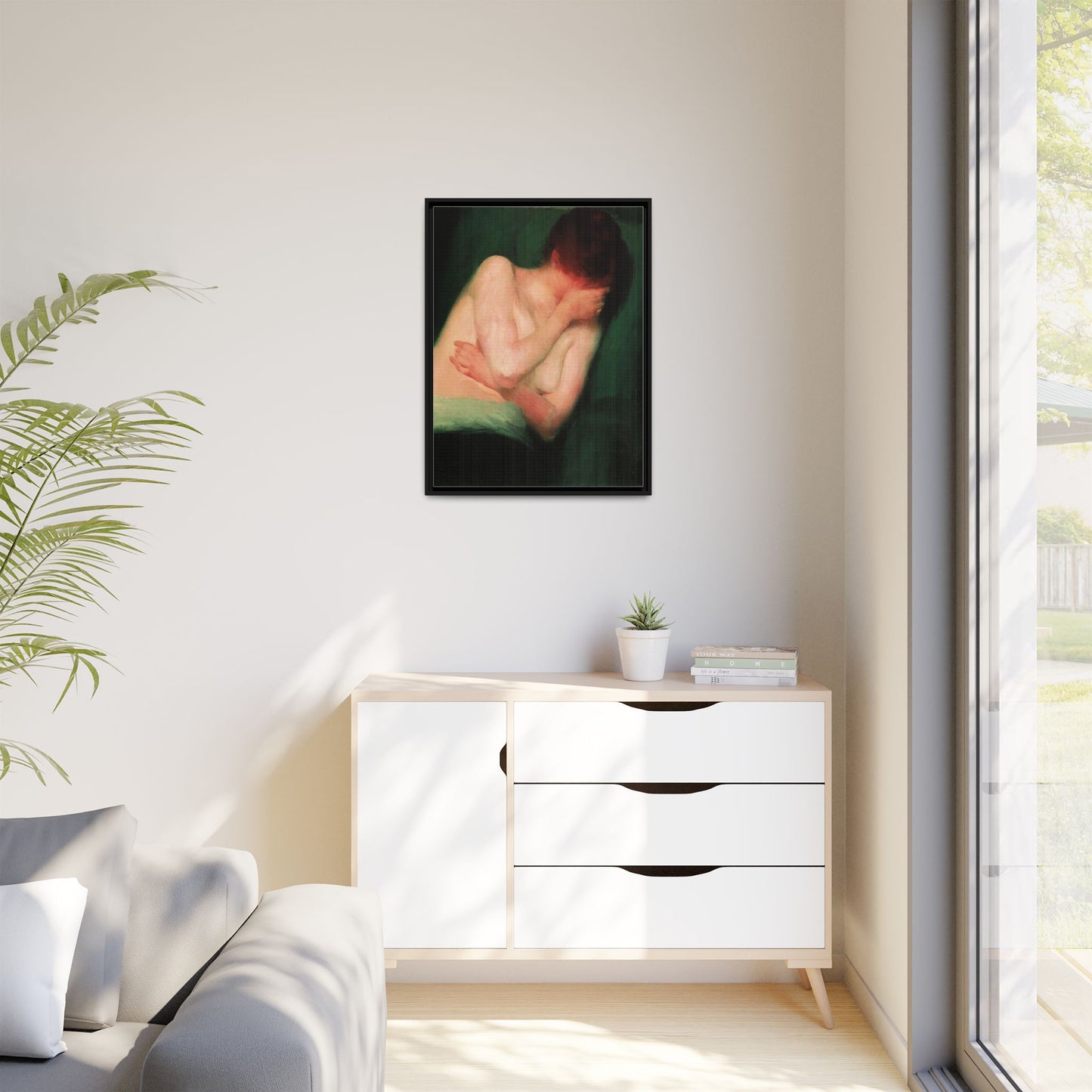 Female Nude by János Vaszary Framed Matte Canvas Wall Art Print