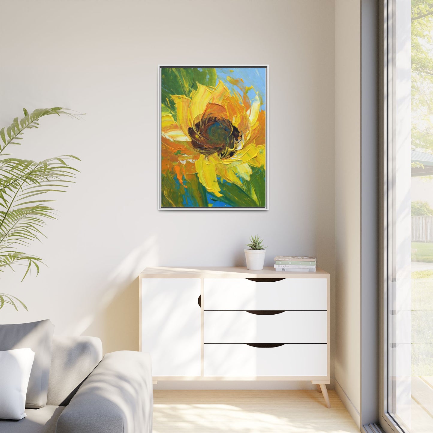 Framed Sunflower Abstract Matte Canvas Print