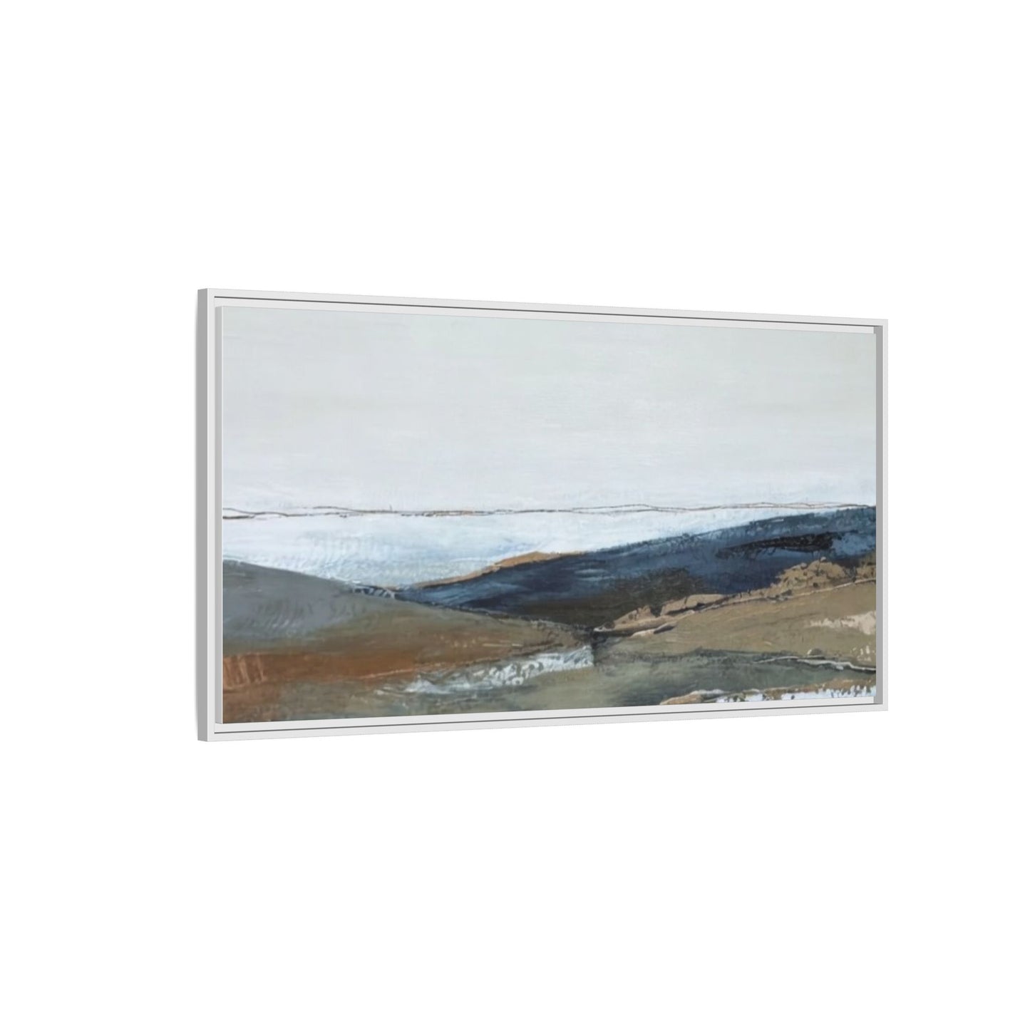 Framed Matte Canvas Wall Art — Serene Coastal Abstract Landscape