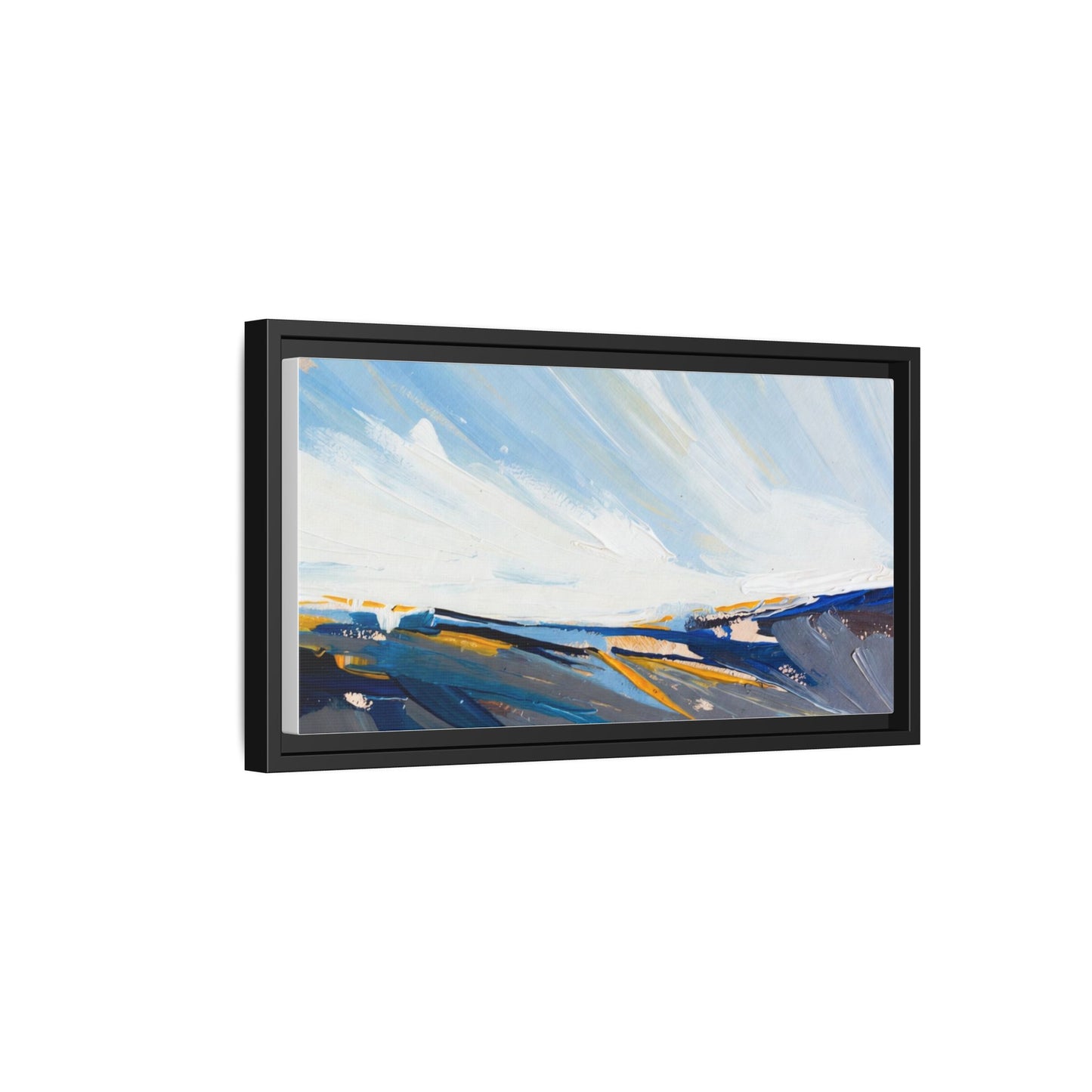 Framed Abstract Seascape Canvas Print — Matte Multi‑Color Wall Art
