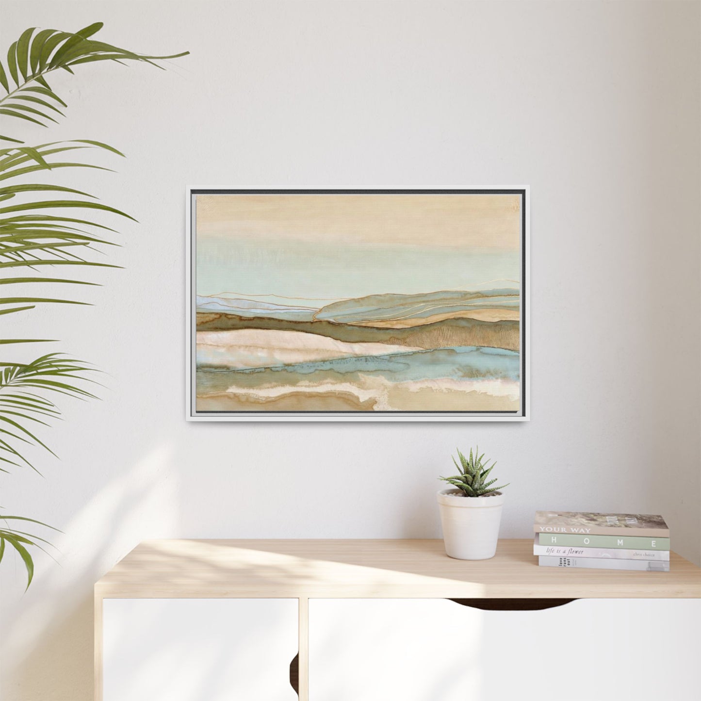 Framed Matte Canvas Coastal Abstract Landscape Wall Art