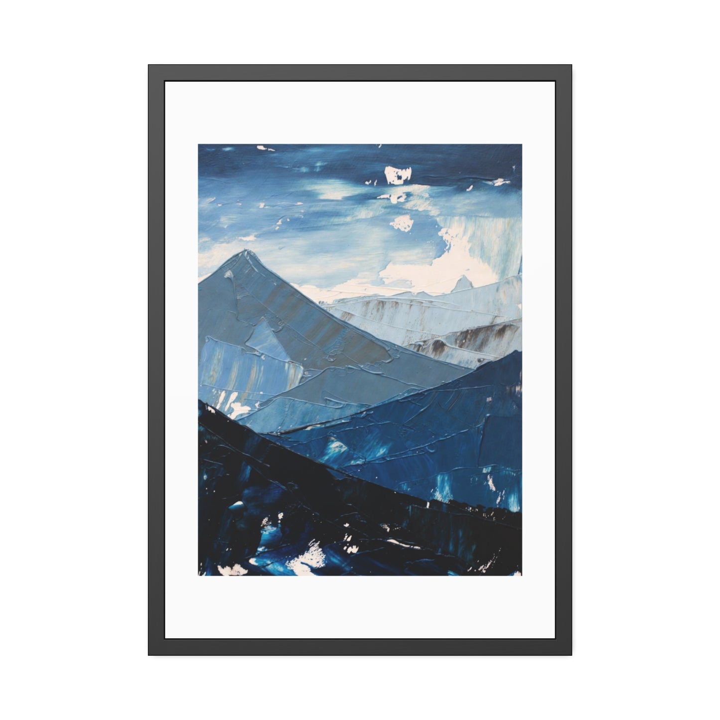 Blue Mountain Abstract Framed Poster — Scenic Wall Art Print