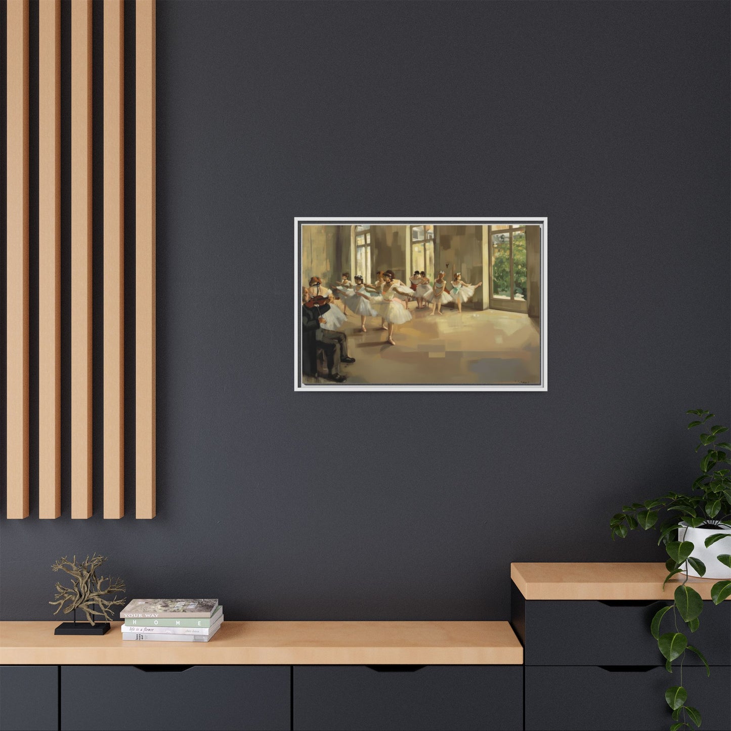 Framed Matte Canvas Print — Ballet Class Scene (Impressionist Dancers)