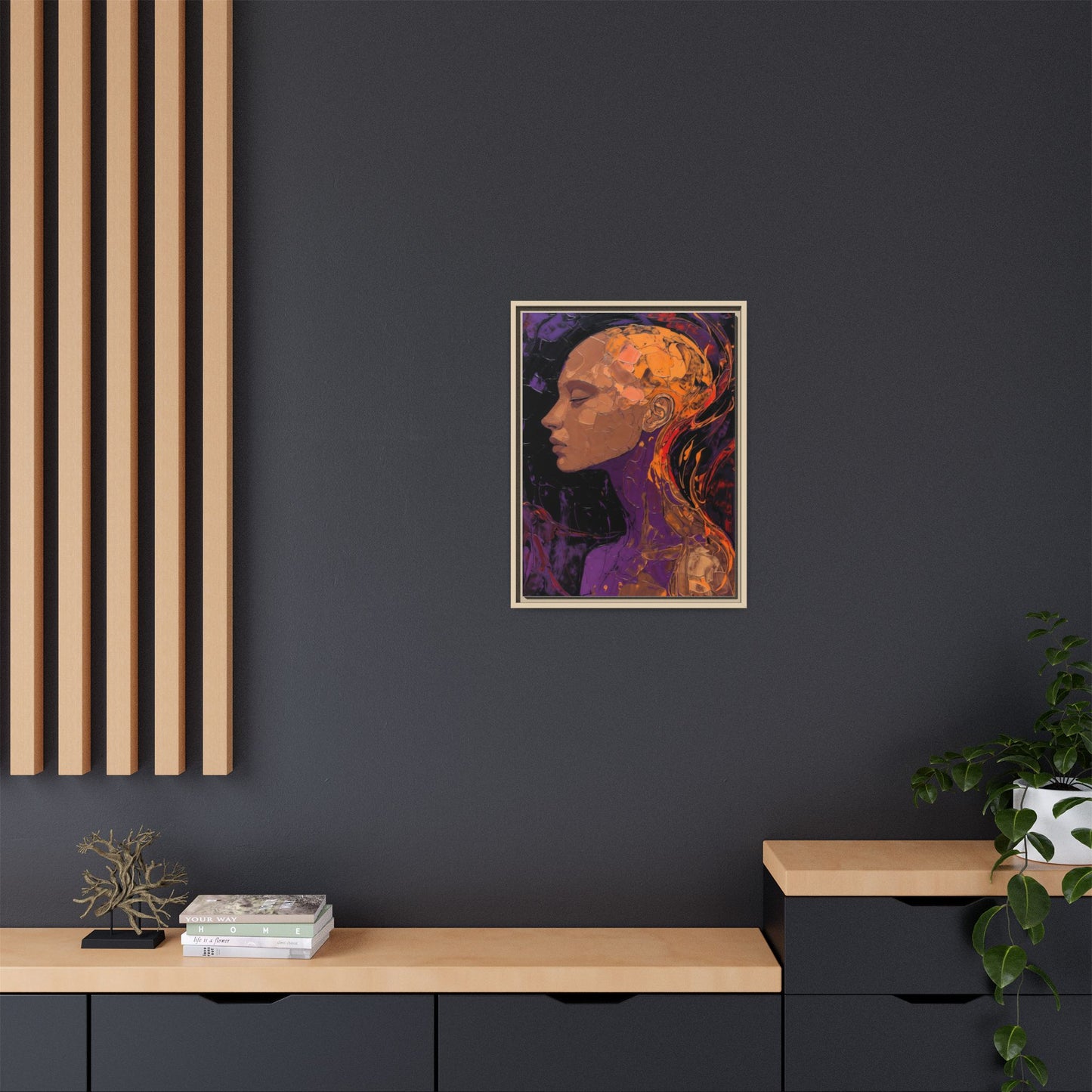 Abstract Profile Portrait Matte Framed Canvas — Multicolor Feminine Art Print