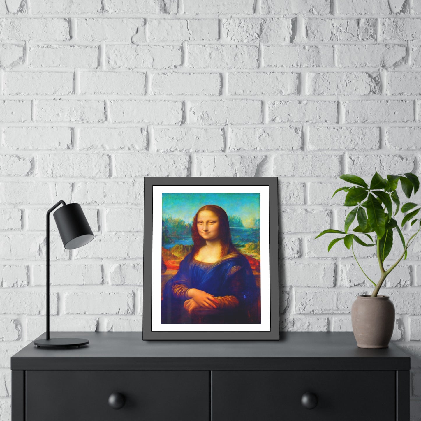 Framed Mona Lisa Poster — Classic Renaissance Art Print in Black Frame