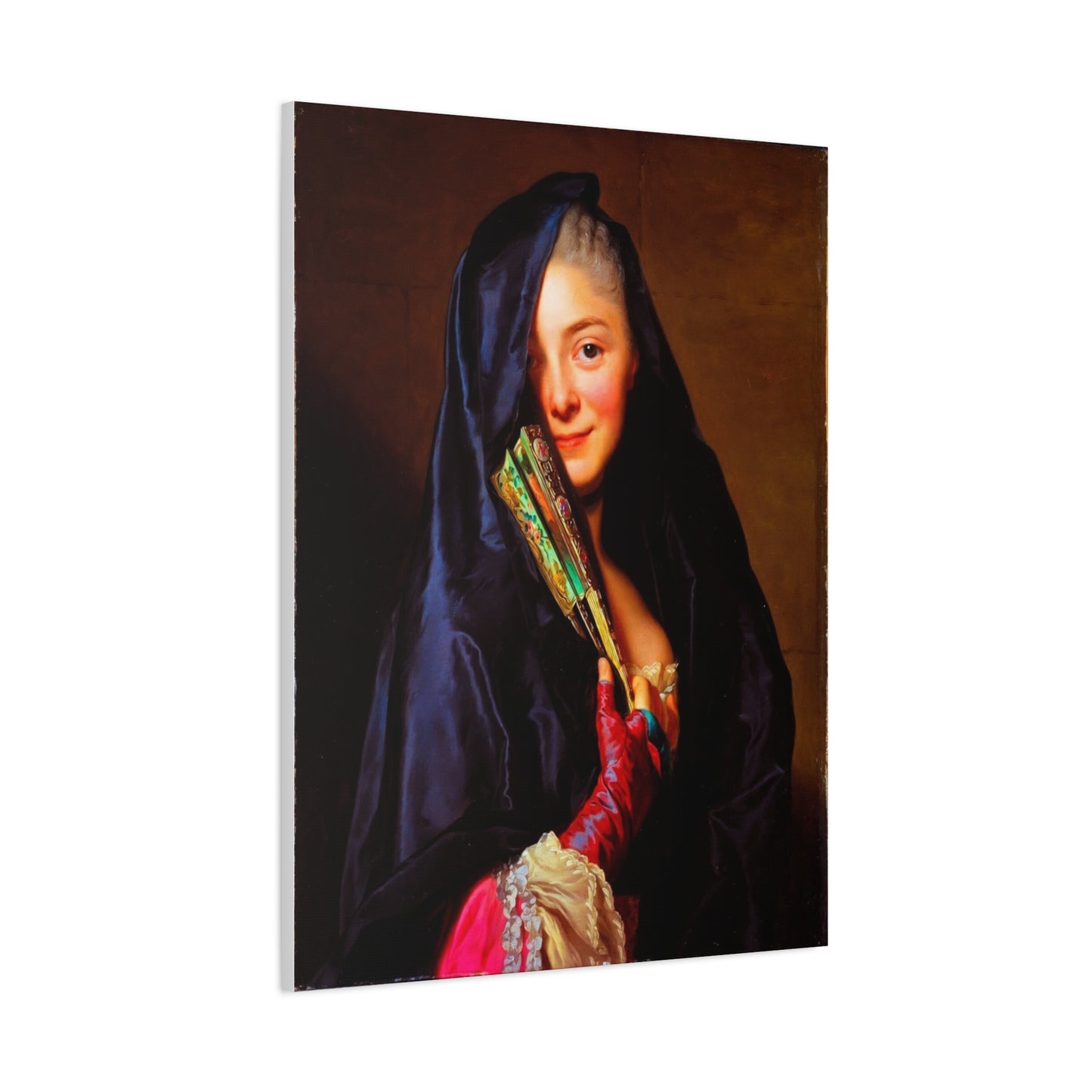 Vintage Portrait Canvas Print — Elegant Lady with Fan Matte Stretched Wall Art