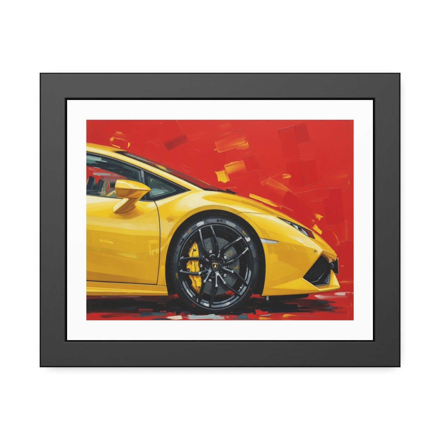 Yellow Sports Car Framed Poster — Modern Automotive Wall Art