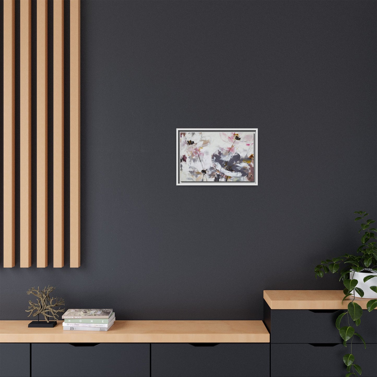 Abstract Floral Matte Canvas Framed Wall Art — Soft Watercolor Blooms