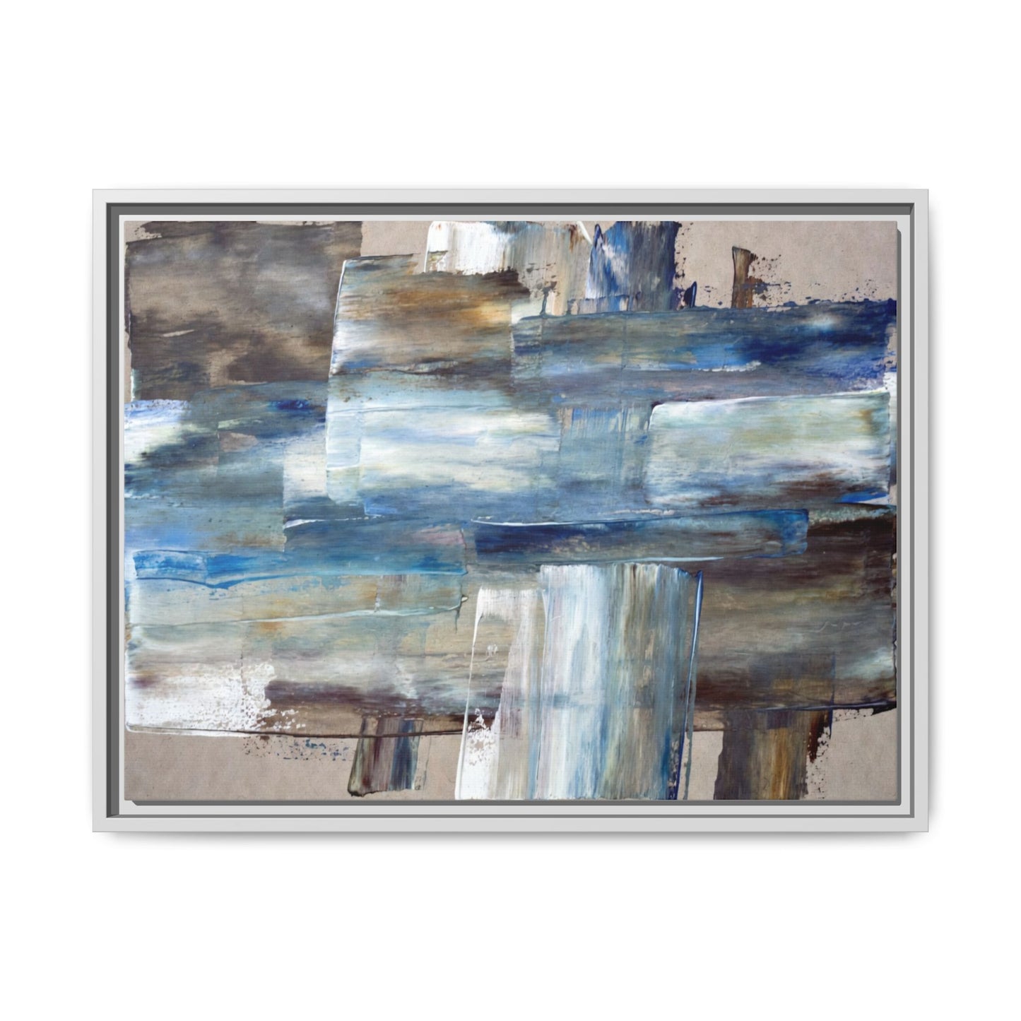 Abstract Blue Coastal Matte Canvas Framed Wall Art