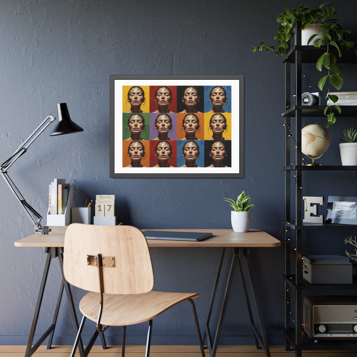 Framed Poster – Color Pop Portrait Grid Wall Art