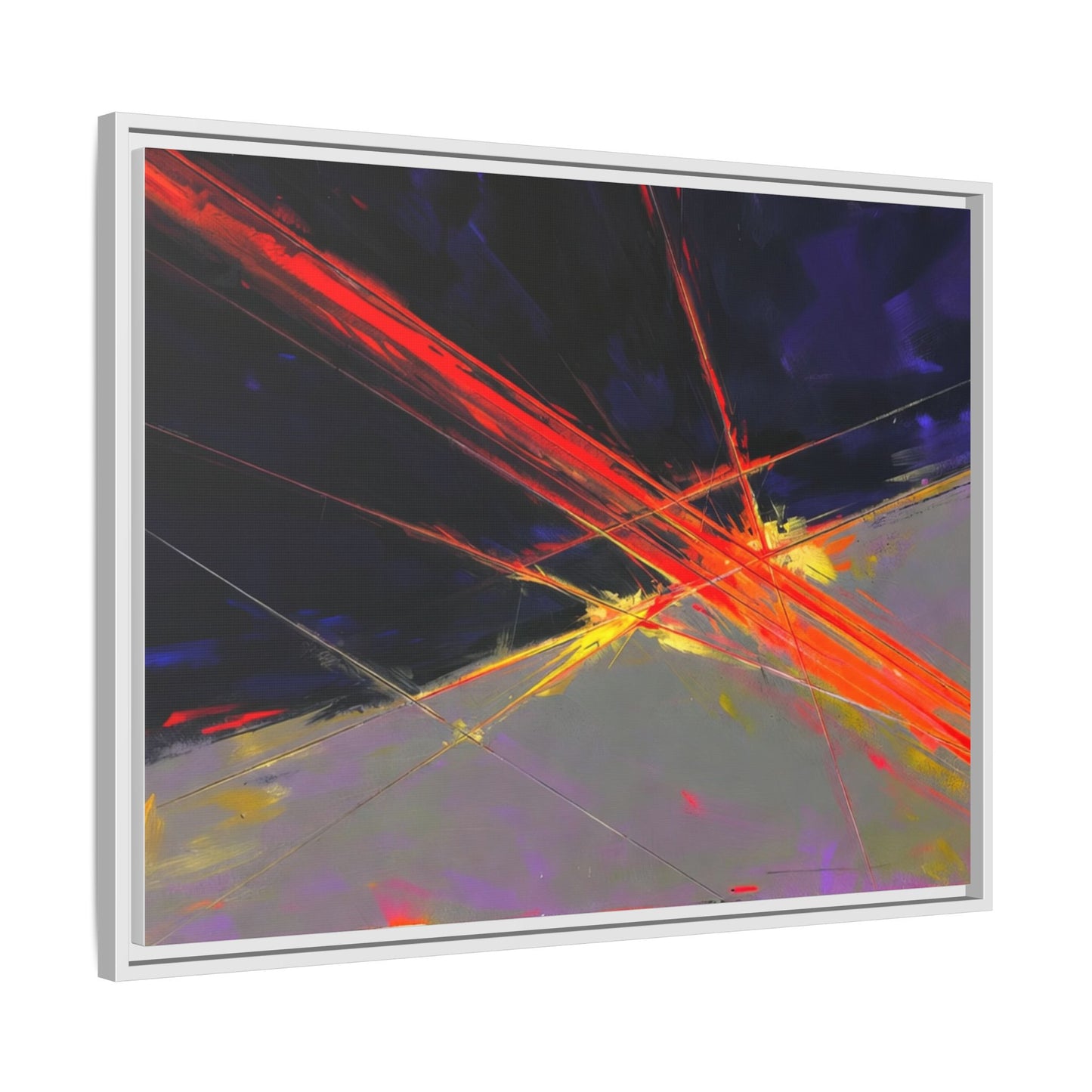 Abstract Red Streaks Framed Matte Canvas Art — Modern Multi‑Color Wall Decor