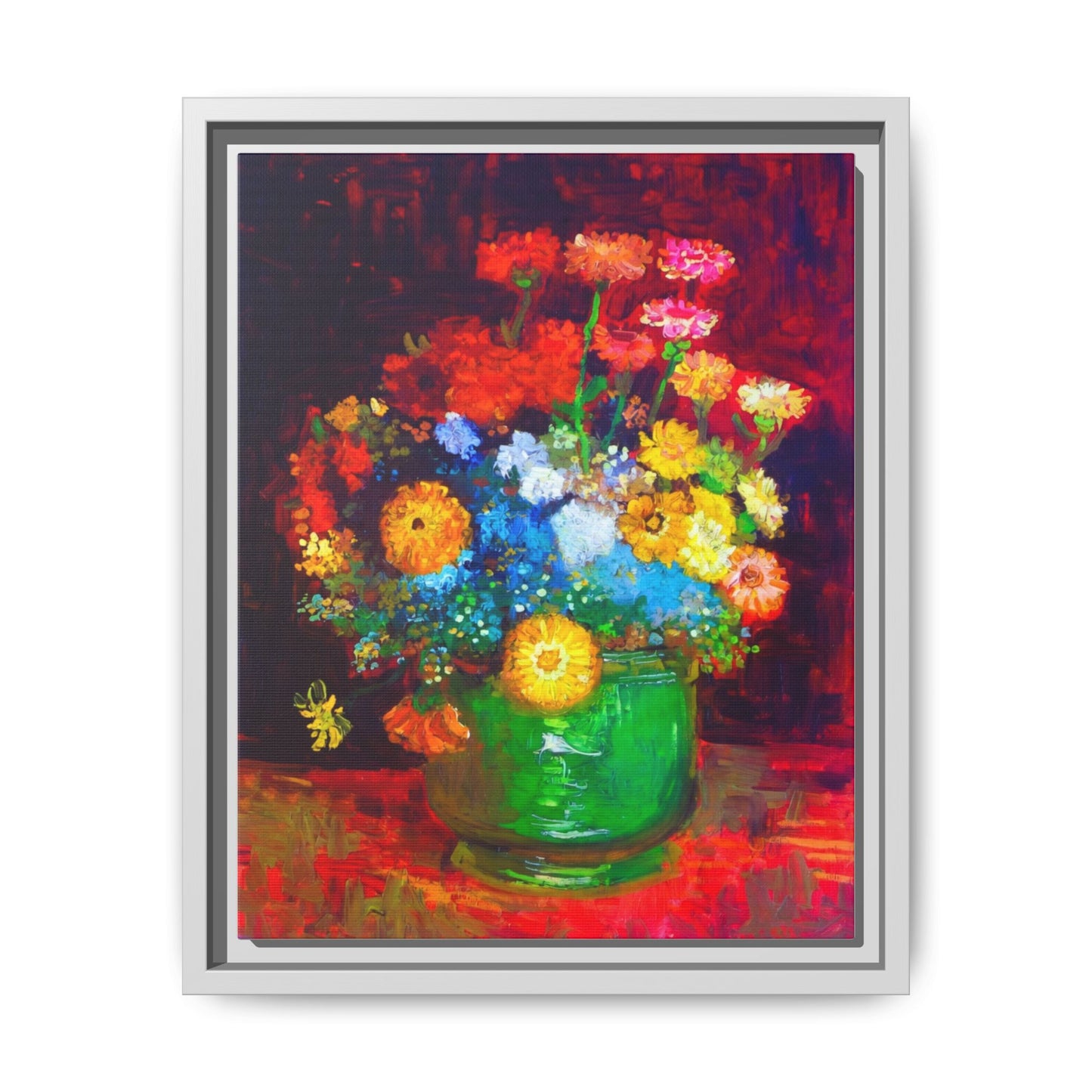 Framed Floral Canvas Print — Colorful Bouquet Wall Art