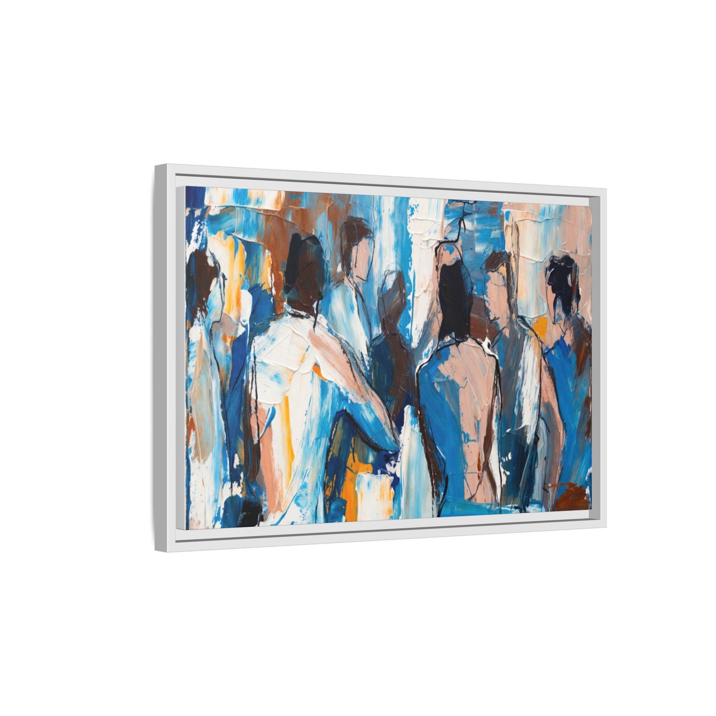 Abstract Coastal Figures Matte Canvas Framed Wall Art