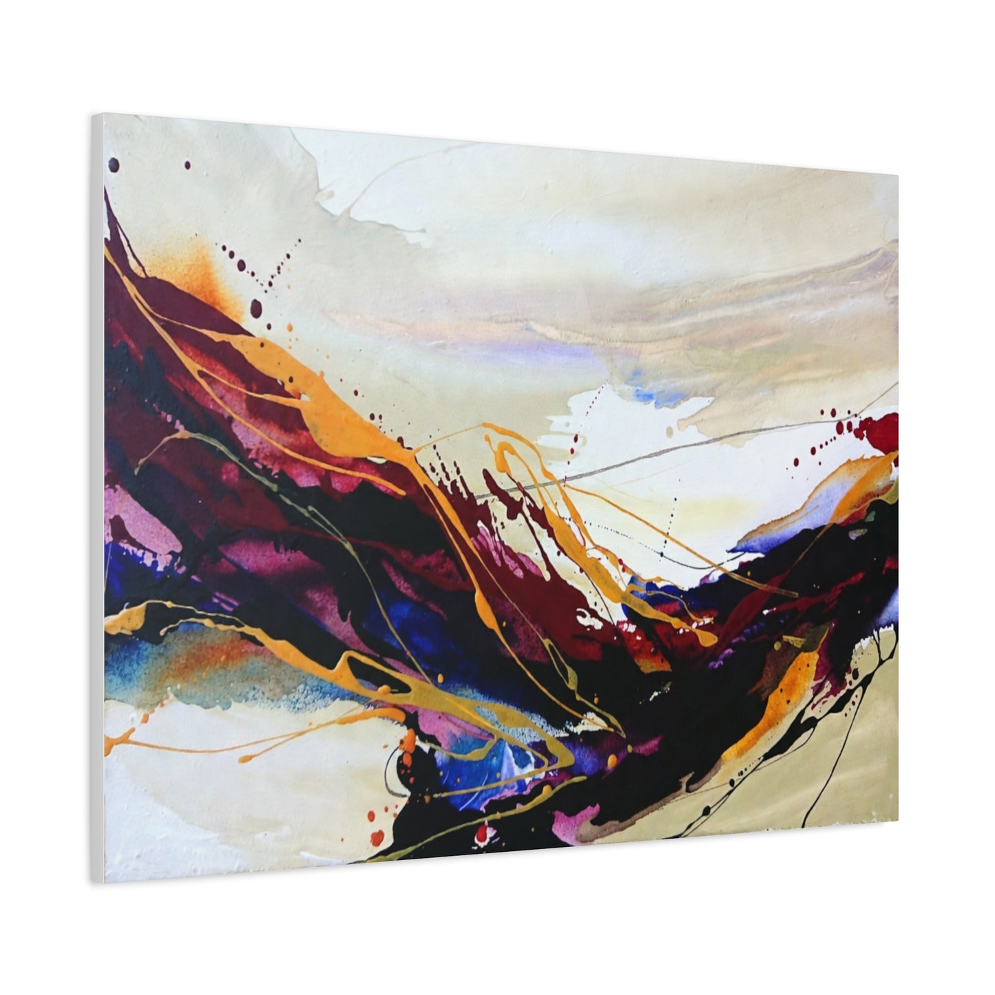Abstract Color Flow Matte Stretched Canvas – Vibrant Modern Wall Art