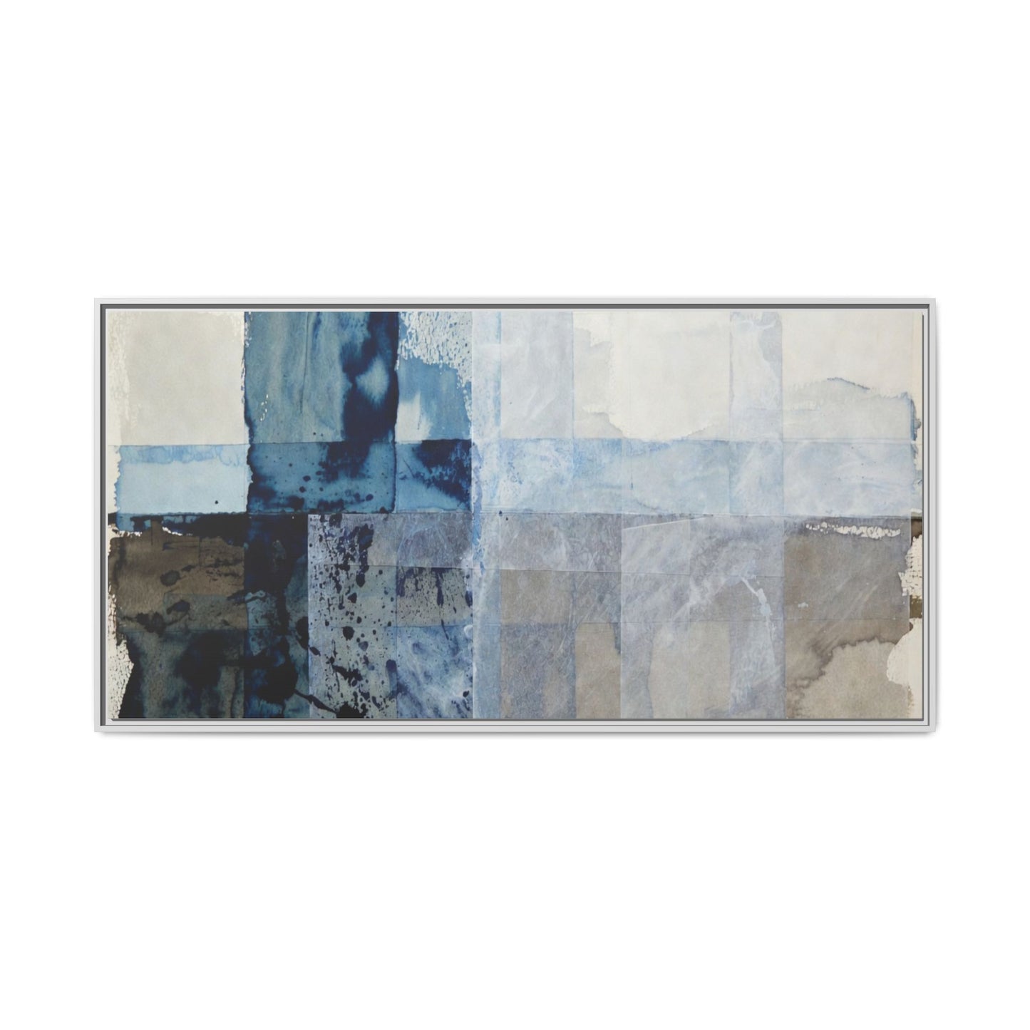 Abstract Coastal Blue Framed Canvas Art