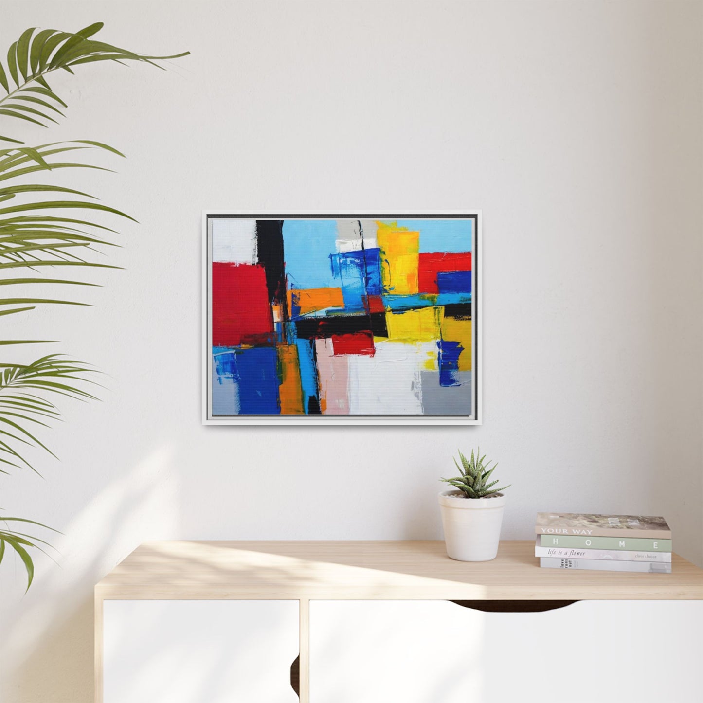 Abstract Color Block Matte Canvas Framed Wall Art