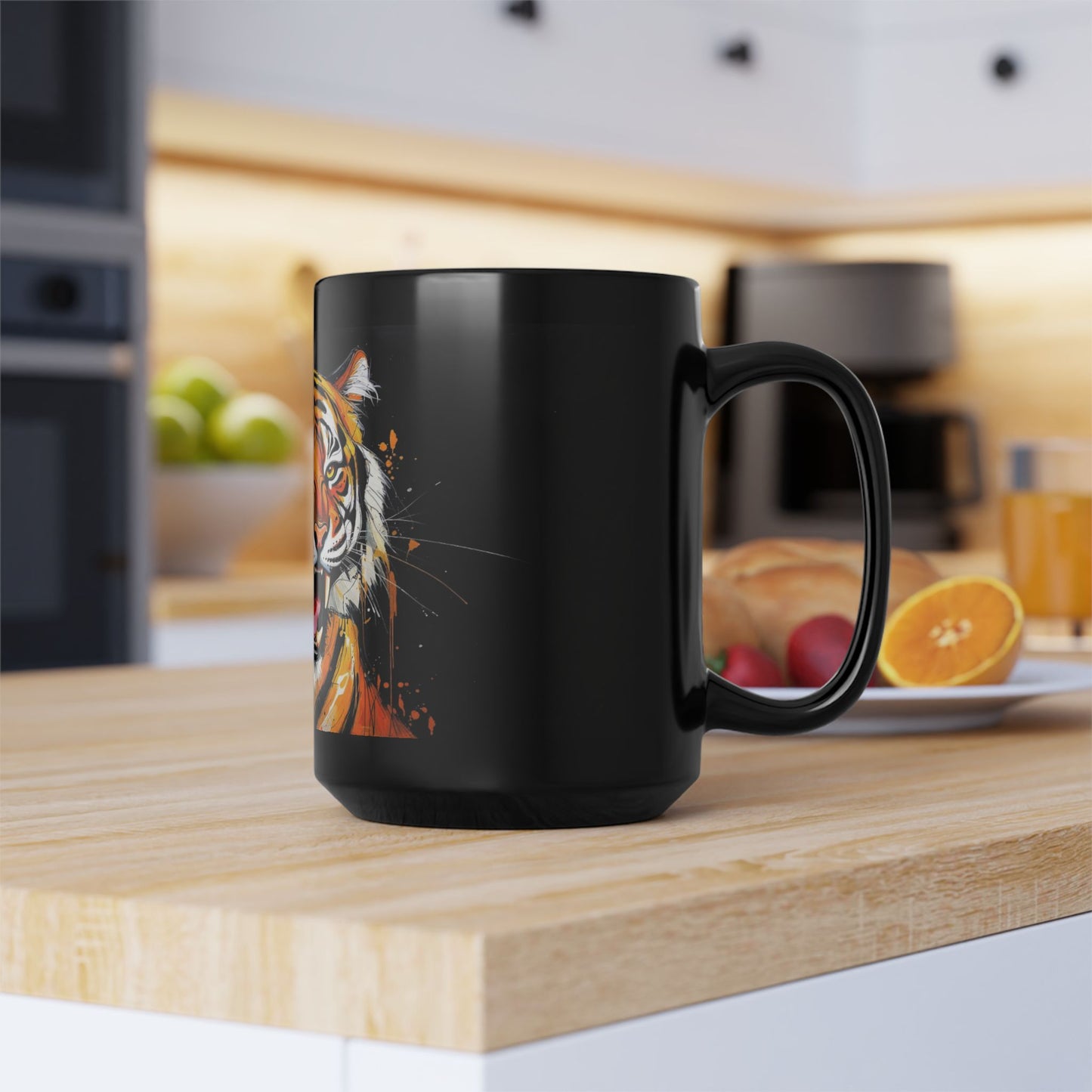 Roaring Tiger Black Mug — Bold Ceramic Coffee Cup (11oz/15oz)