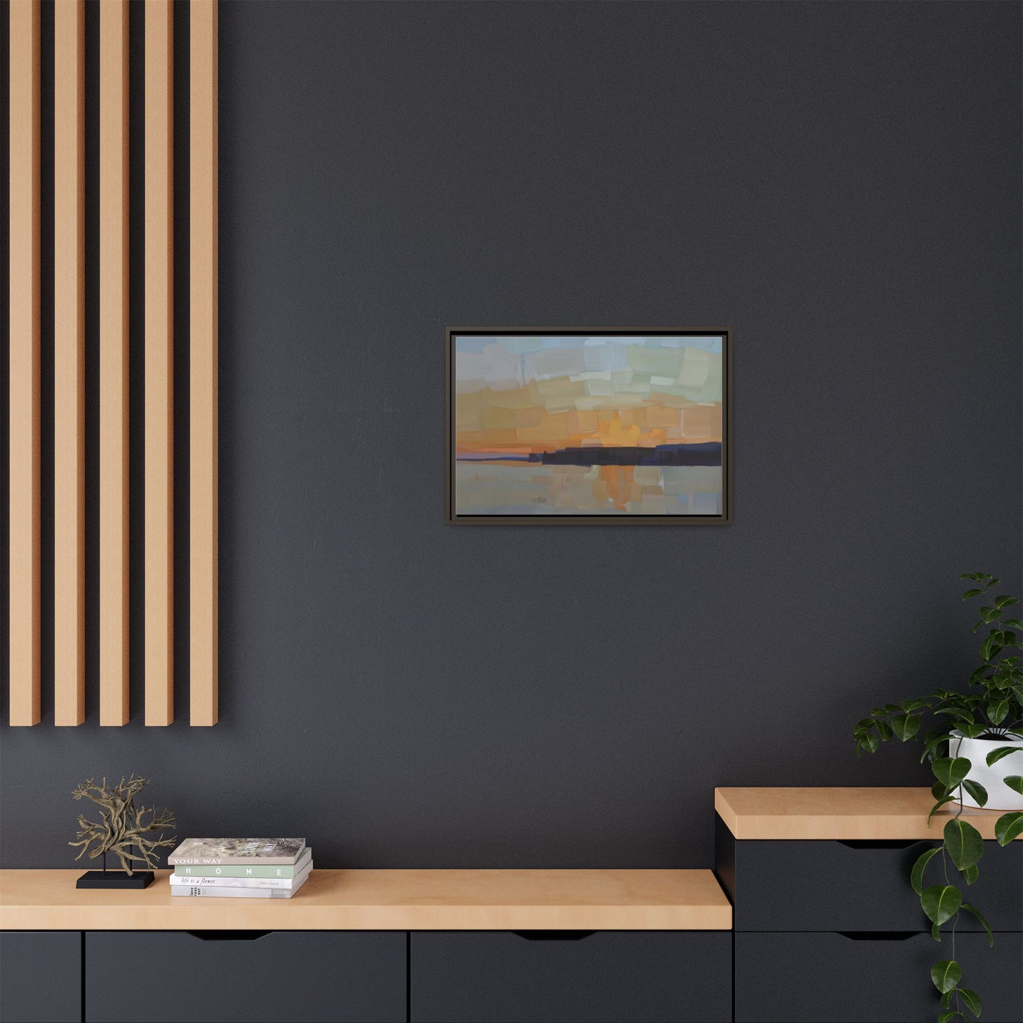 Framed Matte Canvas Sunset Abstract Landscape Art Print