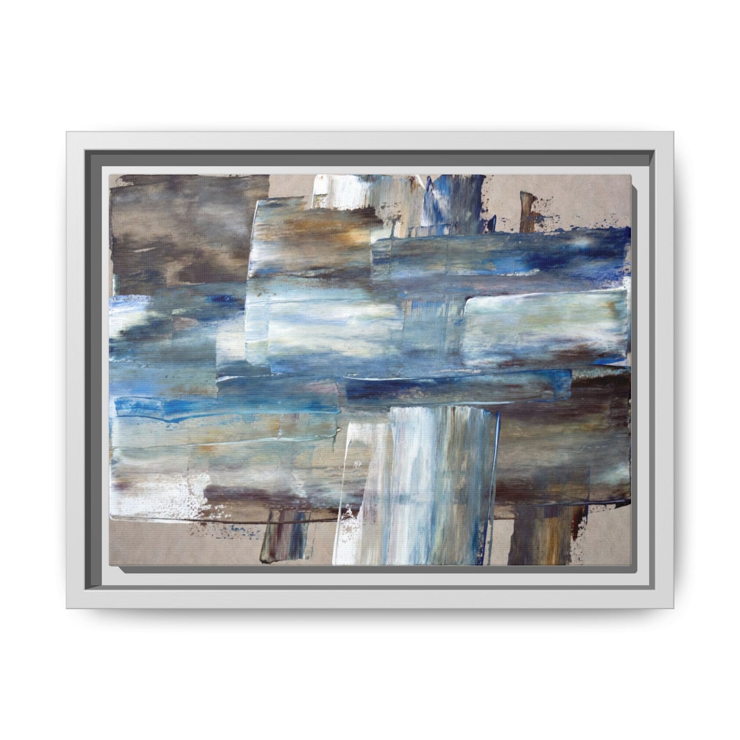 Abstract Blue Coastal Matte Canvas Framed Wall Art