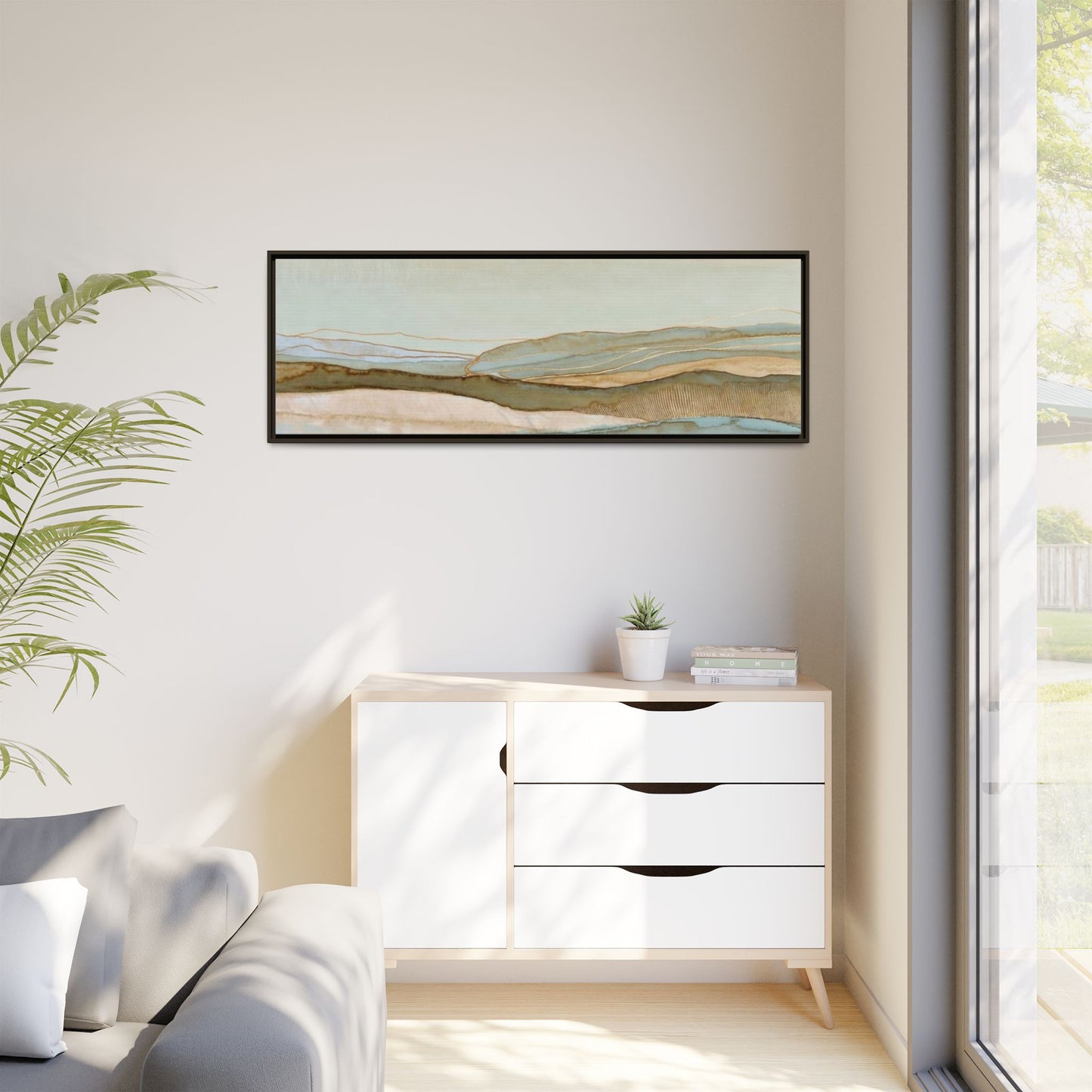 Framed Matte Canvas Coastal Abstract Landscape Wall Art