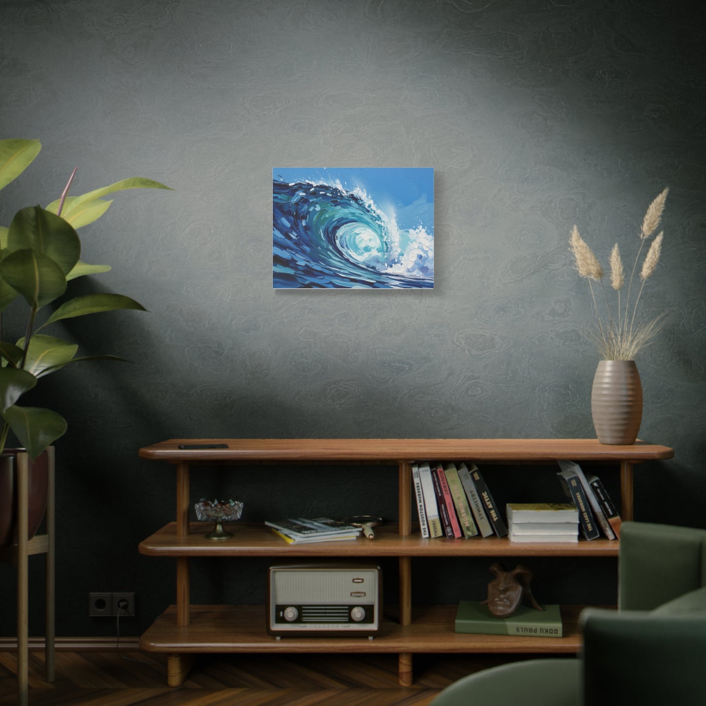 Ocean Wave Matte Canvas Wall Art — Blue Surf Wave Painting, Stretched 1.25"
