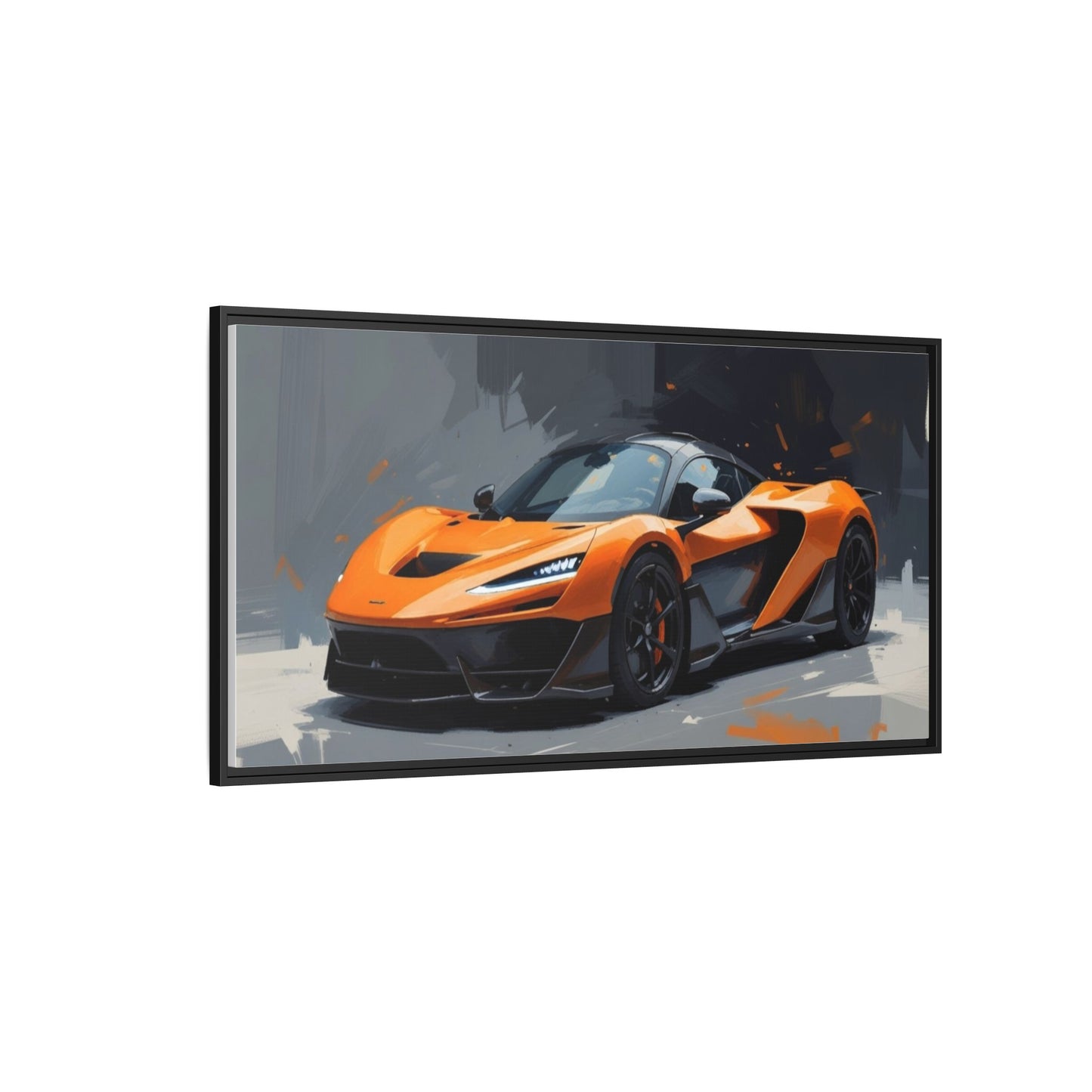 Framed Matte Canvas — Orange Sports Car Print