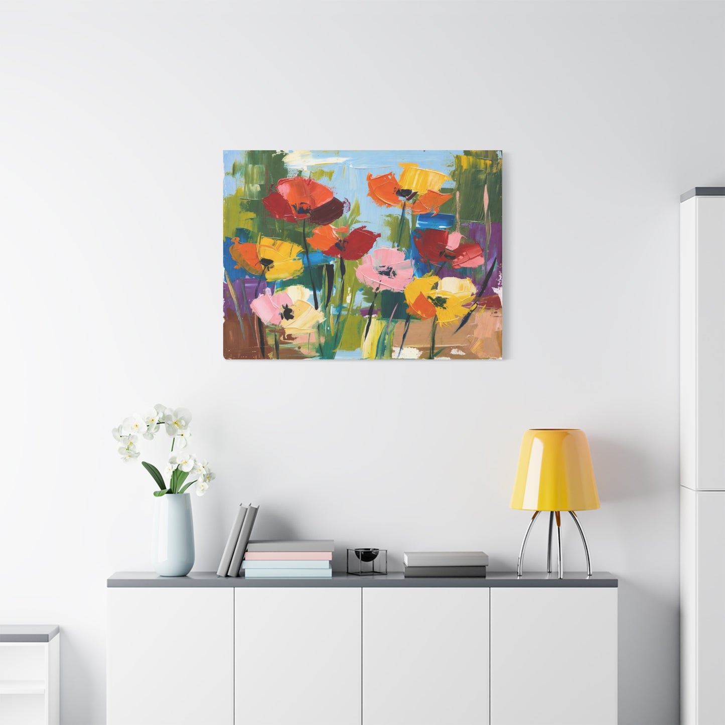 Colorful Abstract Floral Canvas Wall Art — Matte Stretched 1.25"