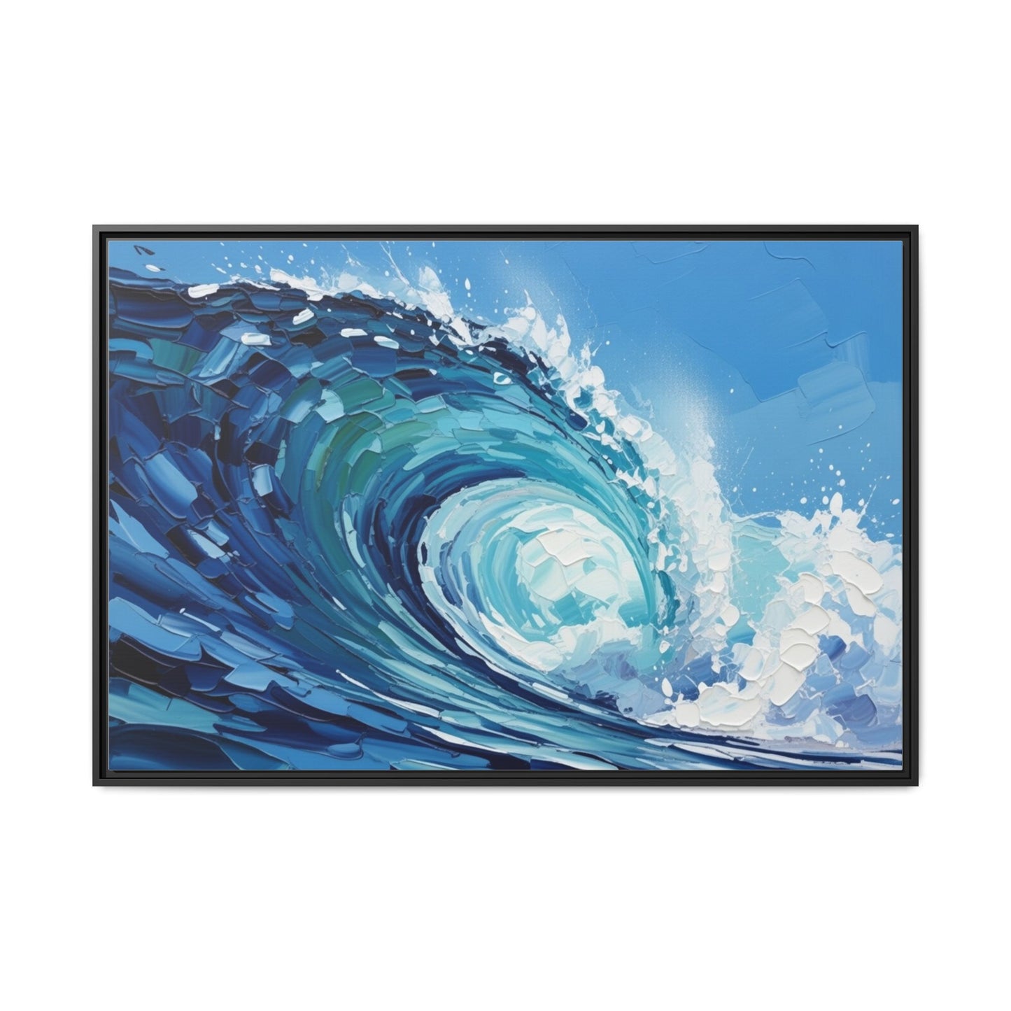 Framed Matte Canvas Wave Art — Blue Ocean Surf Wall Decor